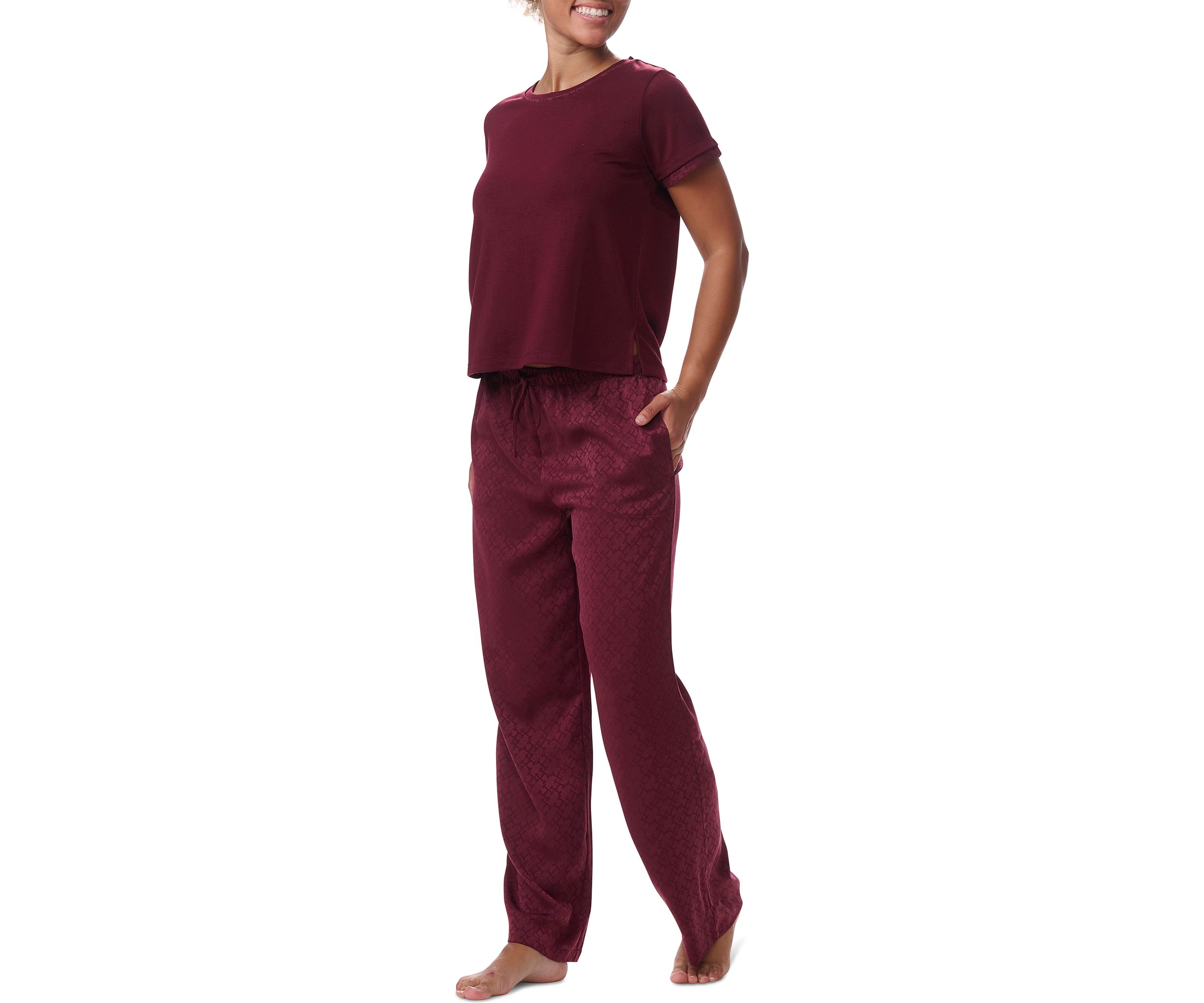Short Sleeve Polyester Pajama Set 