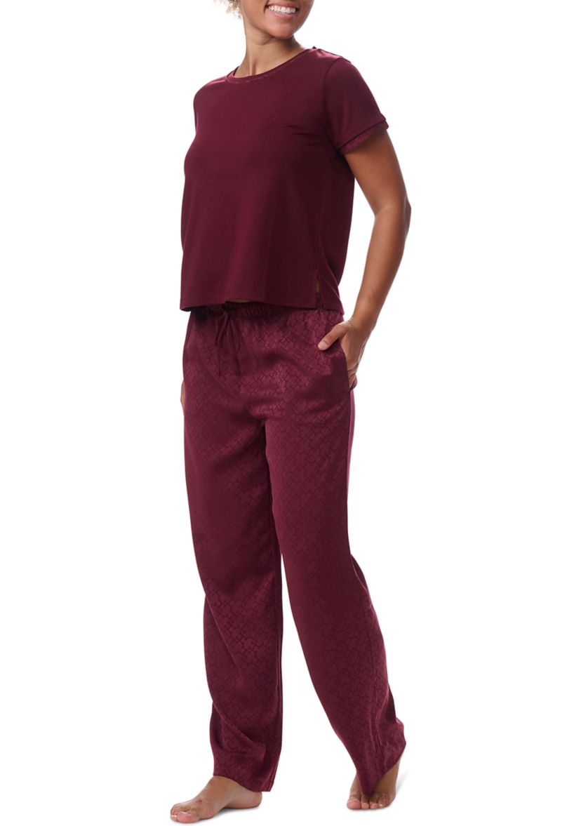 Short Sleeve Polyester Pajama Set 