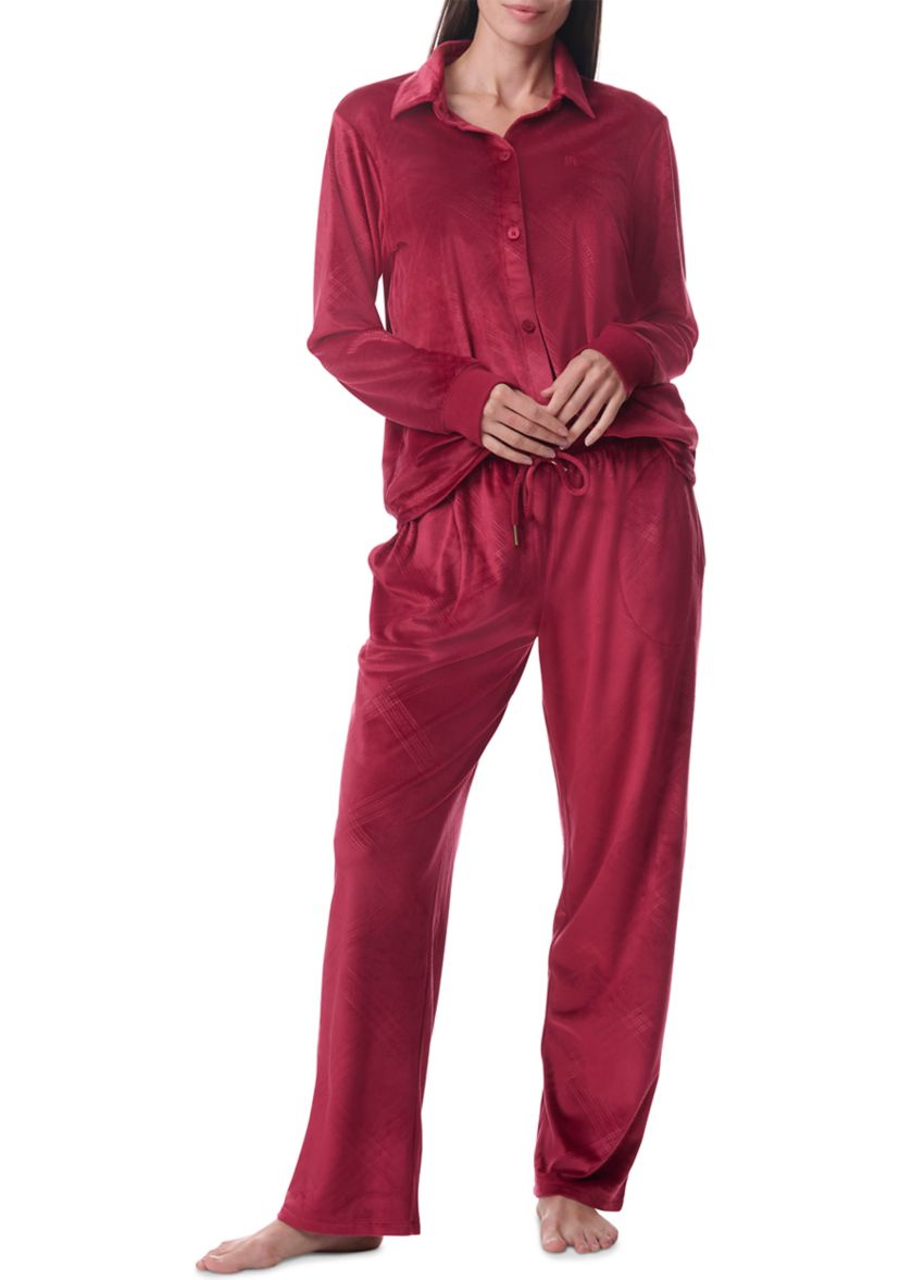 Long Sleeve Cardigan & Long Wide Pants Pajama Set