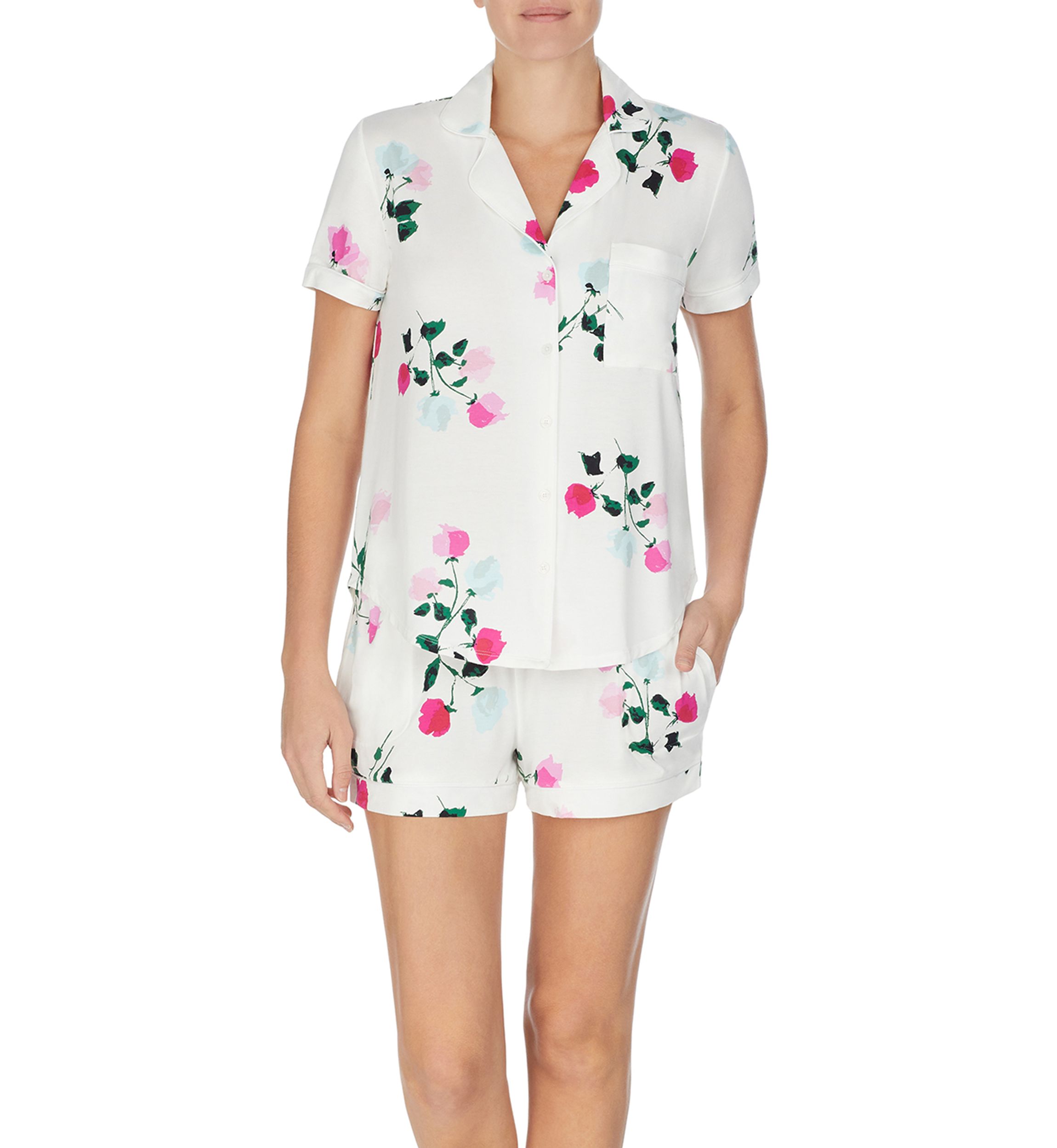 Short Sleeve Notch Collar Pajama Set