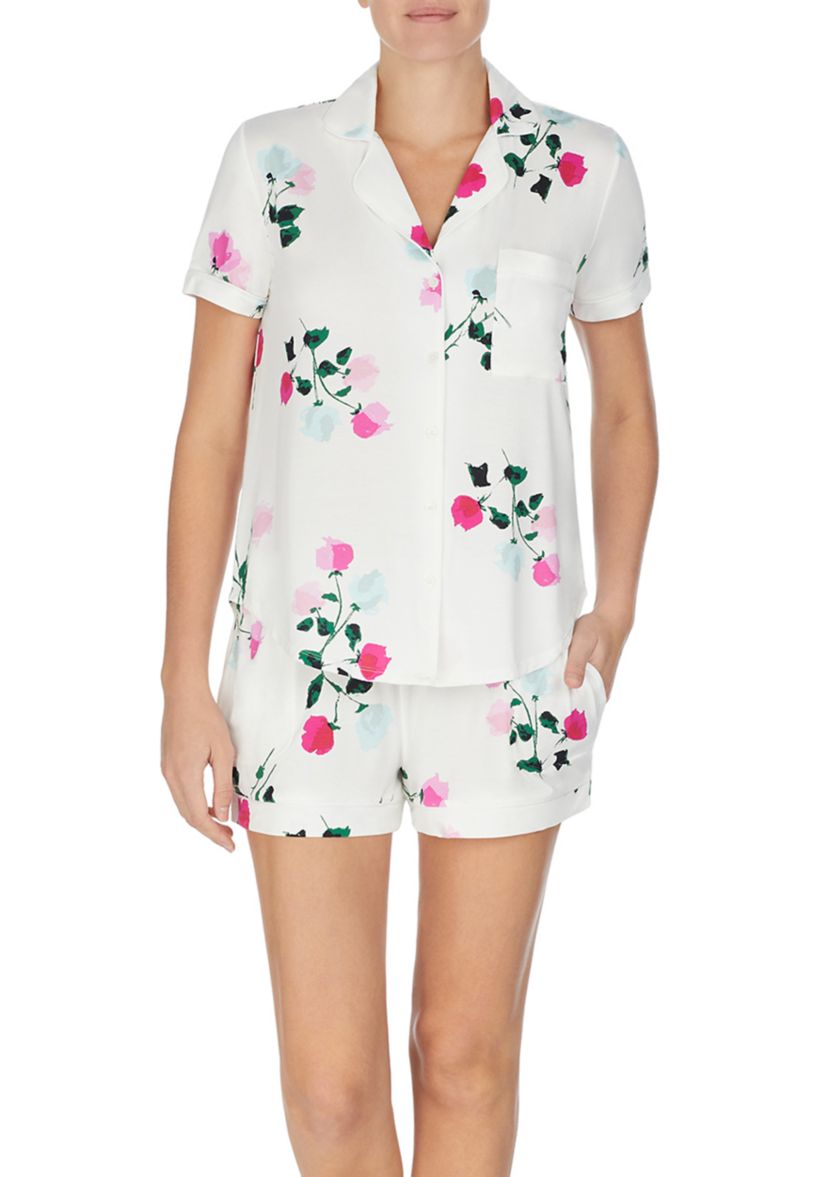 Short Sleeve Notch Collar Pajama Set