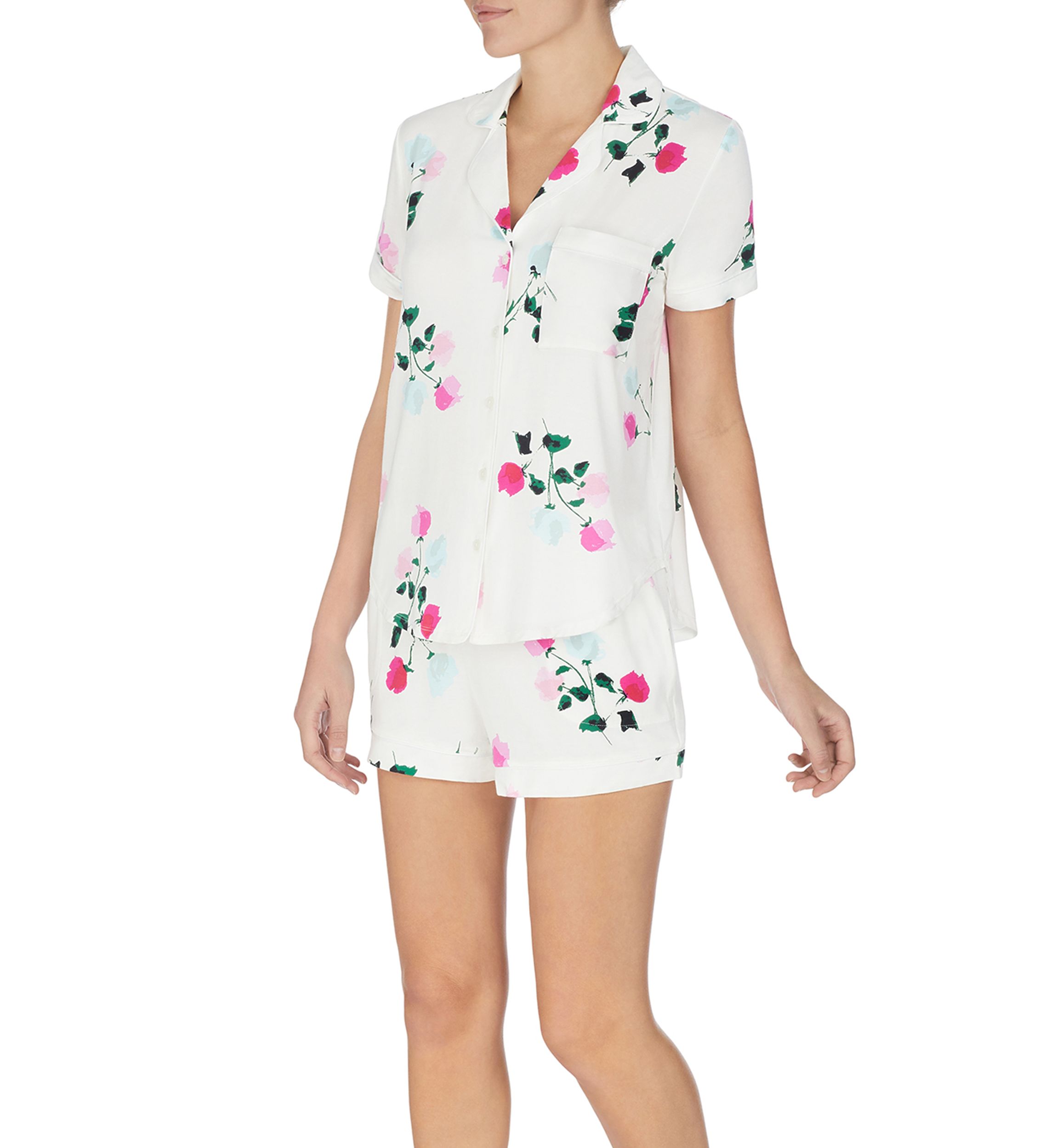 Short Sleeve Notch Collar Pajama Set
