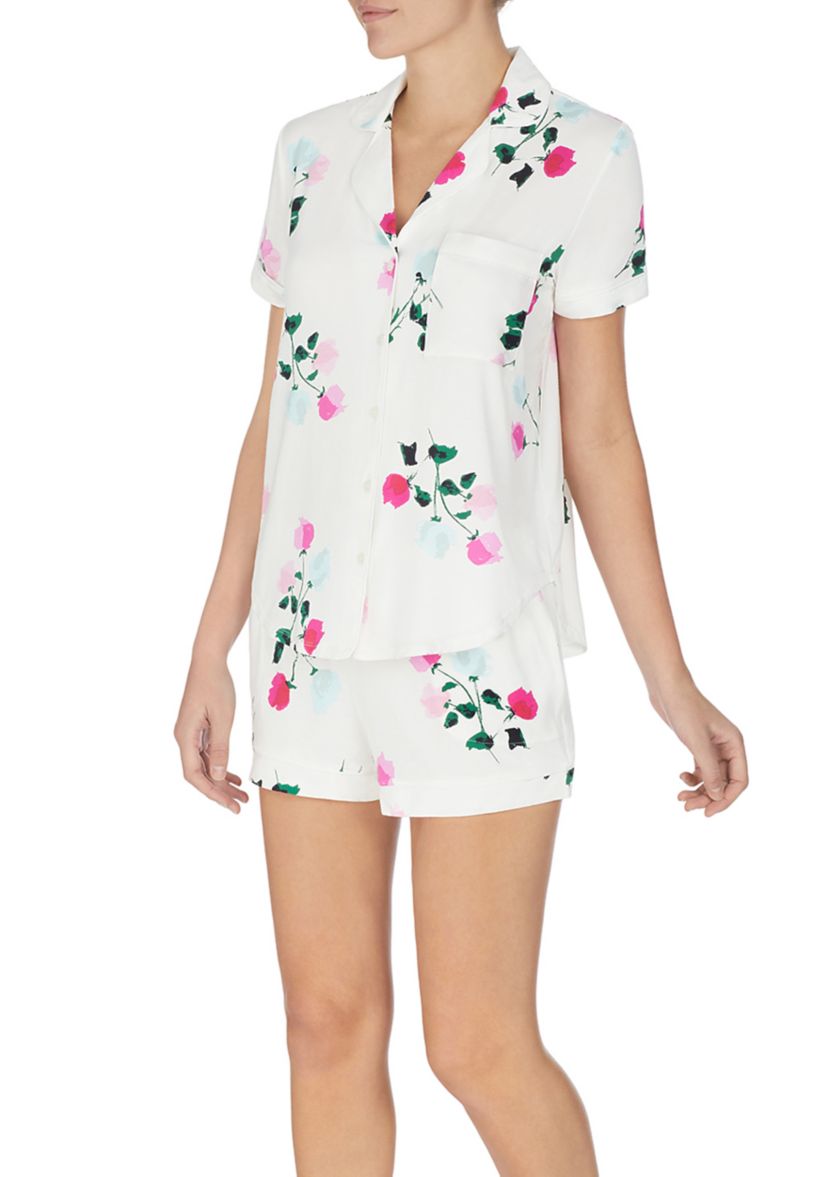 Short Sleeve Notch Collar Pajama Set