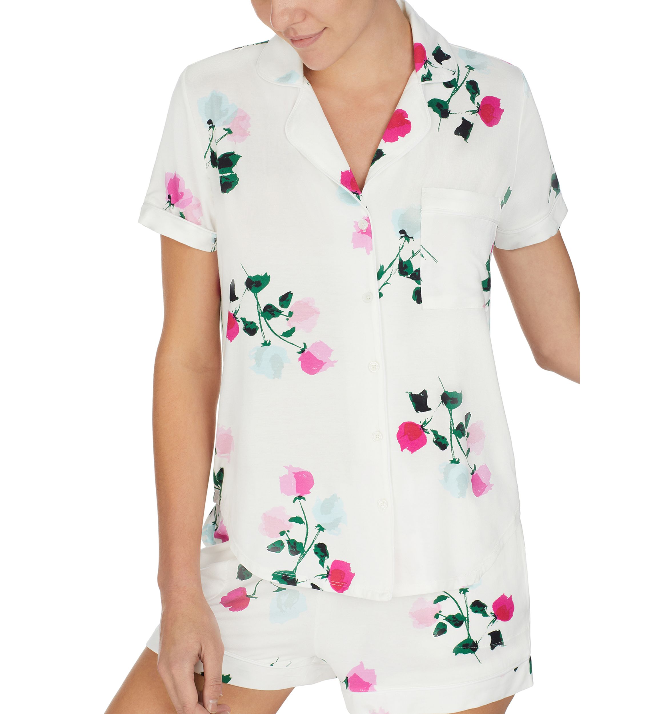 Short Sleeve Notch Collar Pajama Set