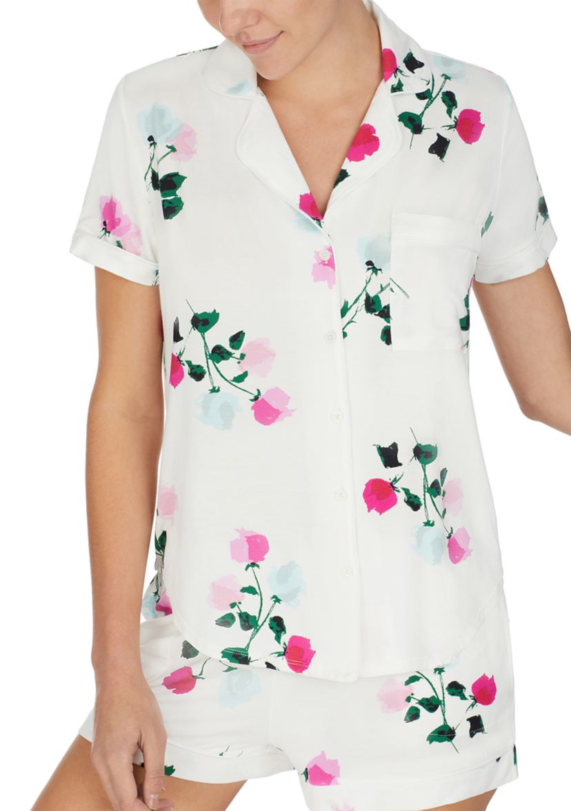 Short Sleeve Notch Collar Pajama Set