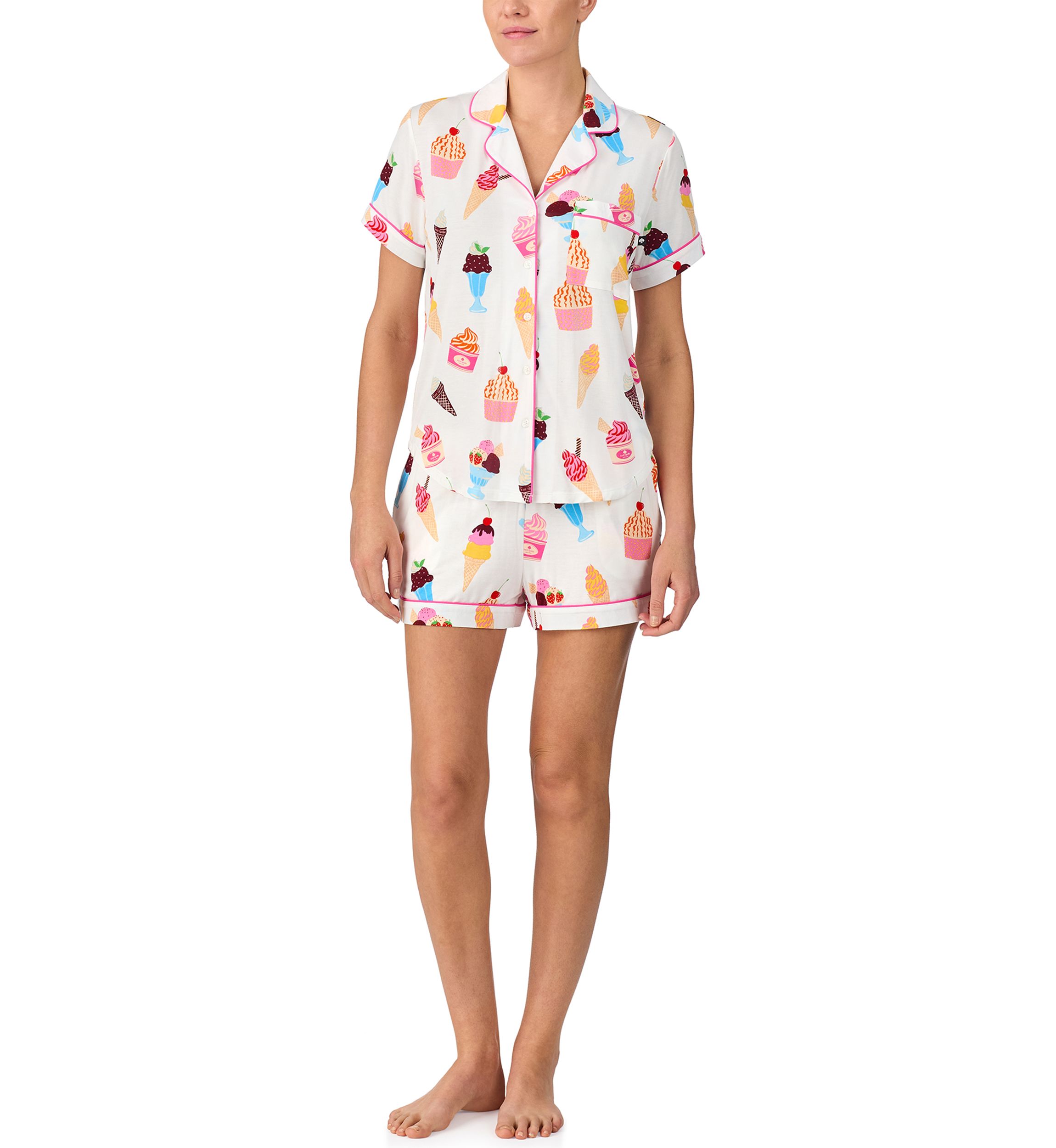 Womens Short Sleeve Boxer Pajama Set