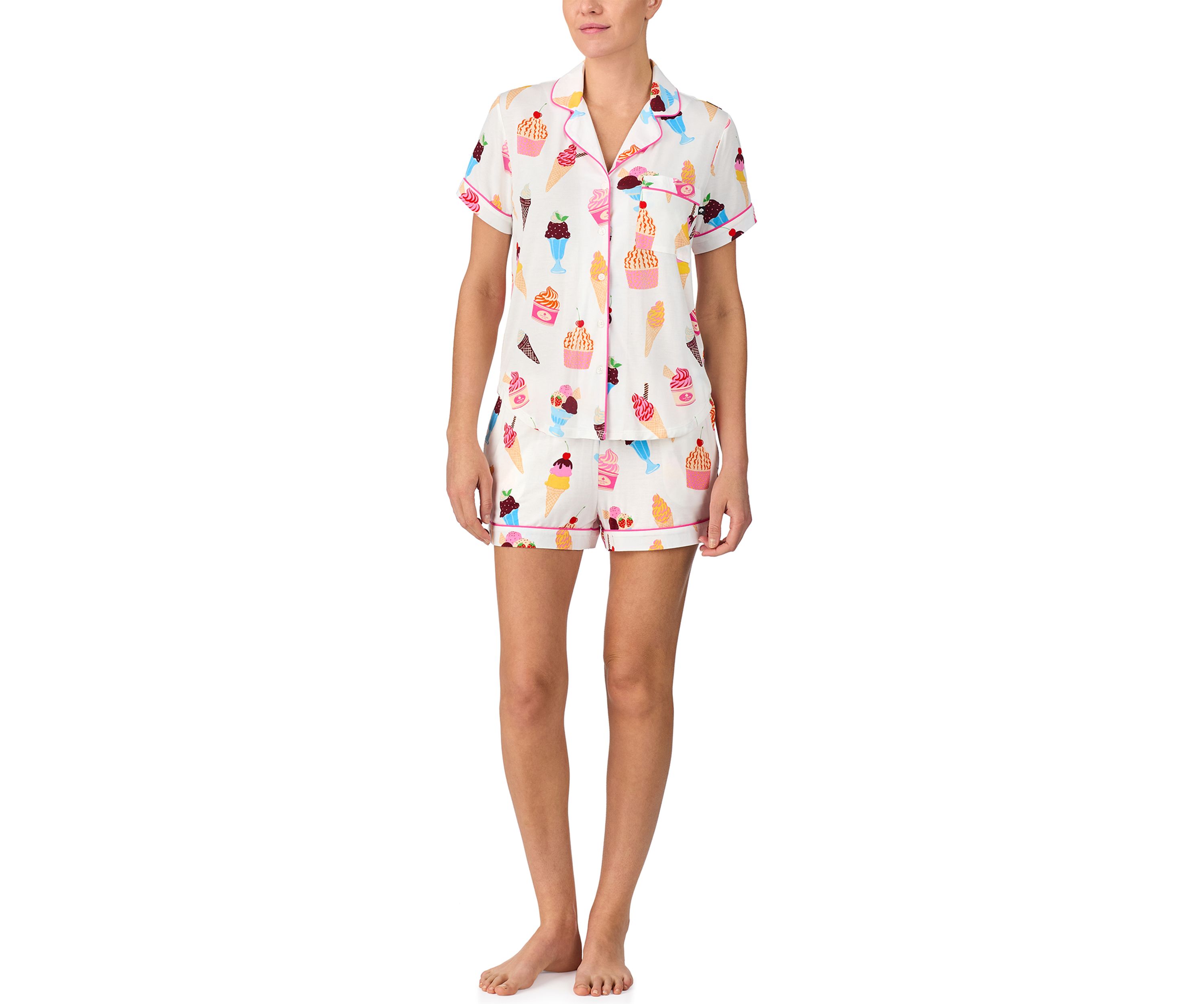 Womens Short Sleeve Boxer Pajama Set