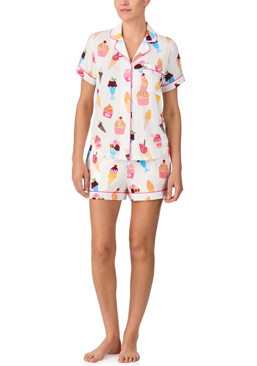Womens Short Sleeve Boxer Pajama Set
