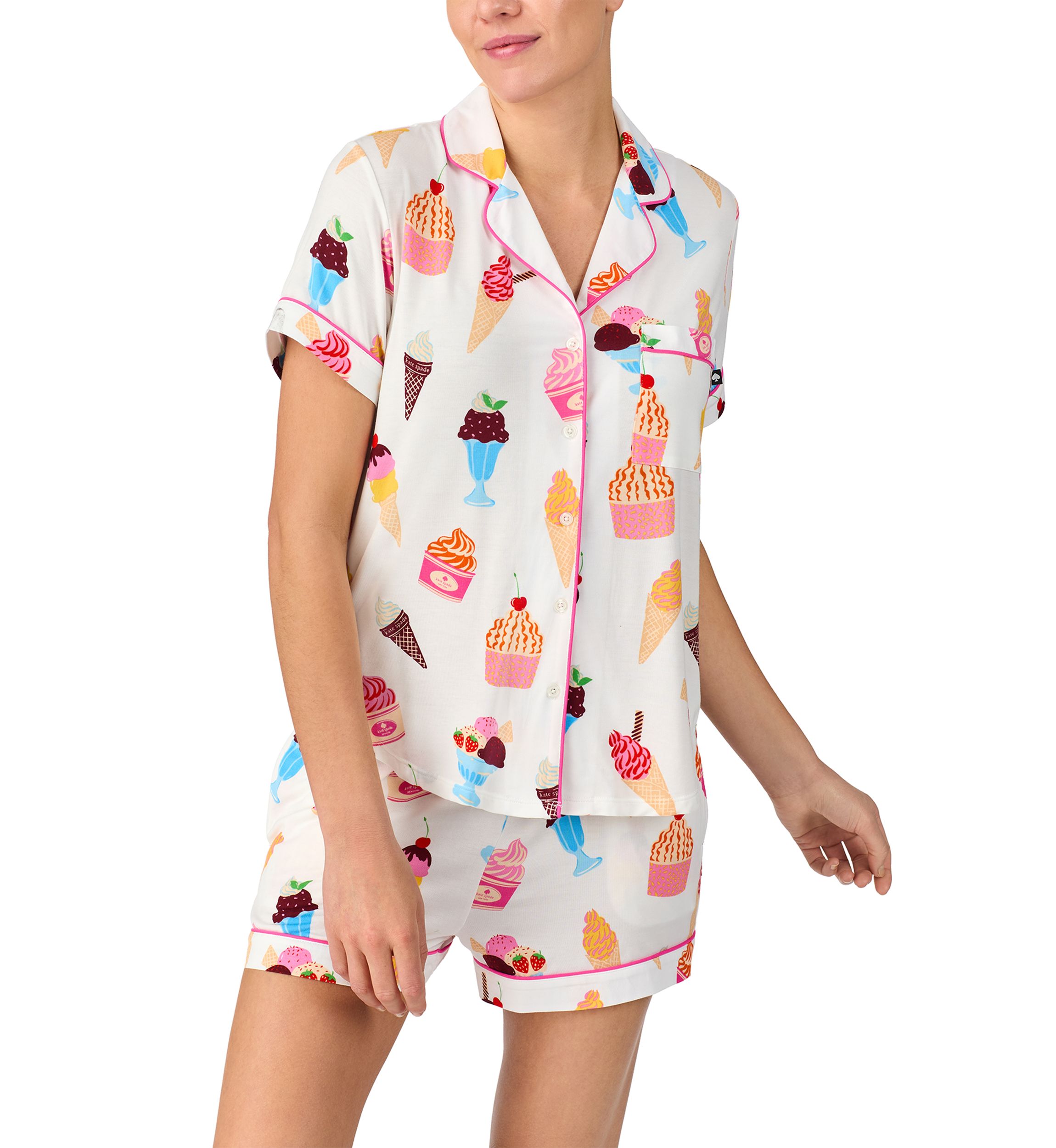 Womens Short Sleeve Boxer Pajama Set