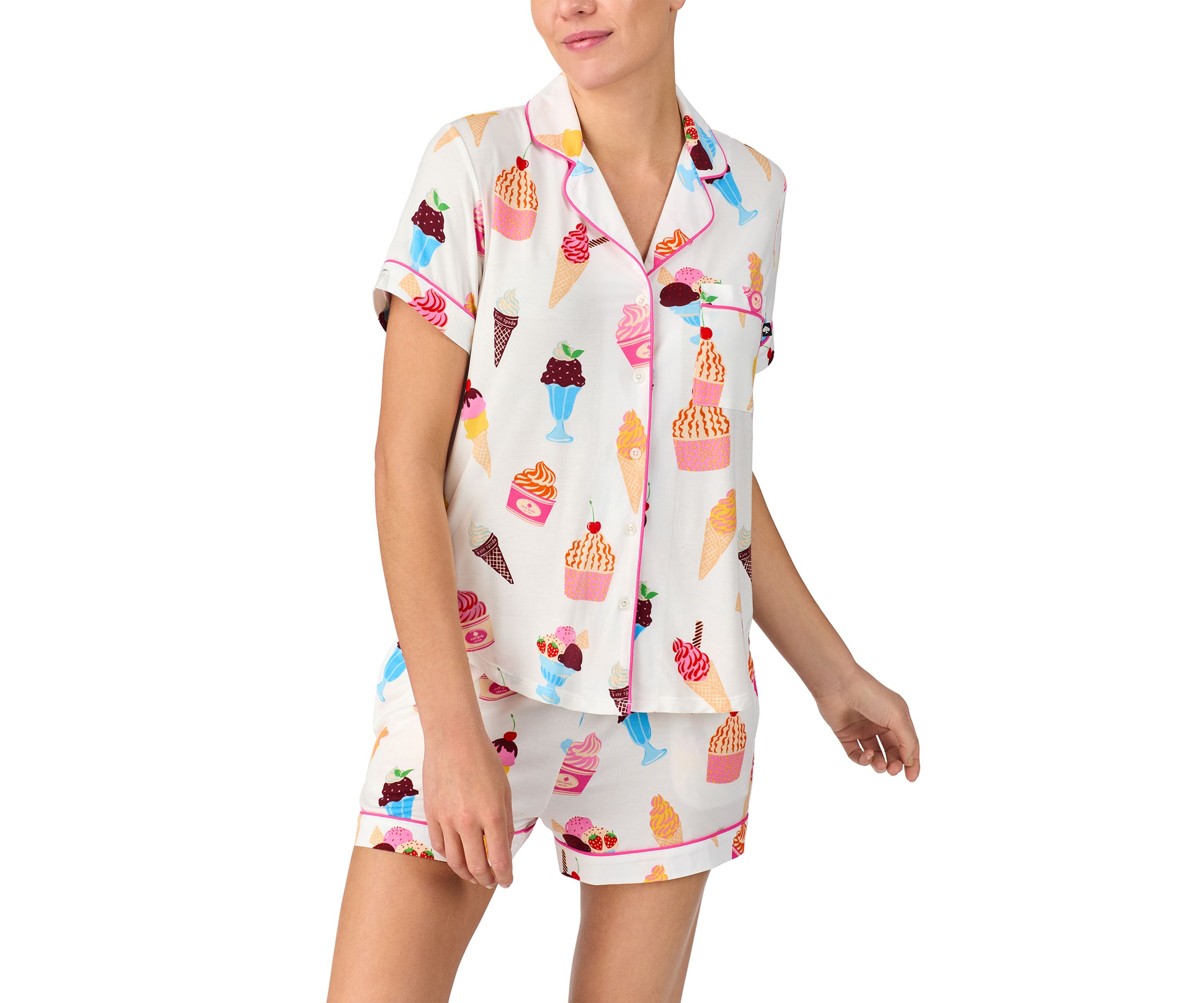 Womens Short Sleeve Boxer Pajama Set
