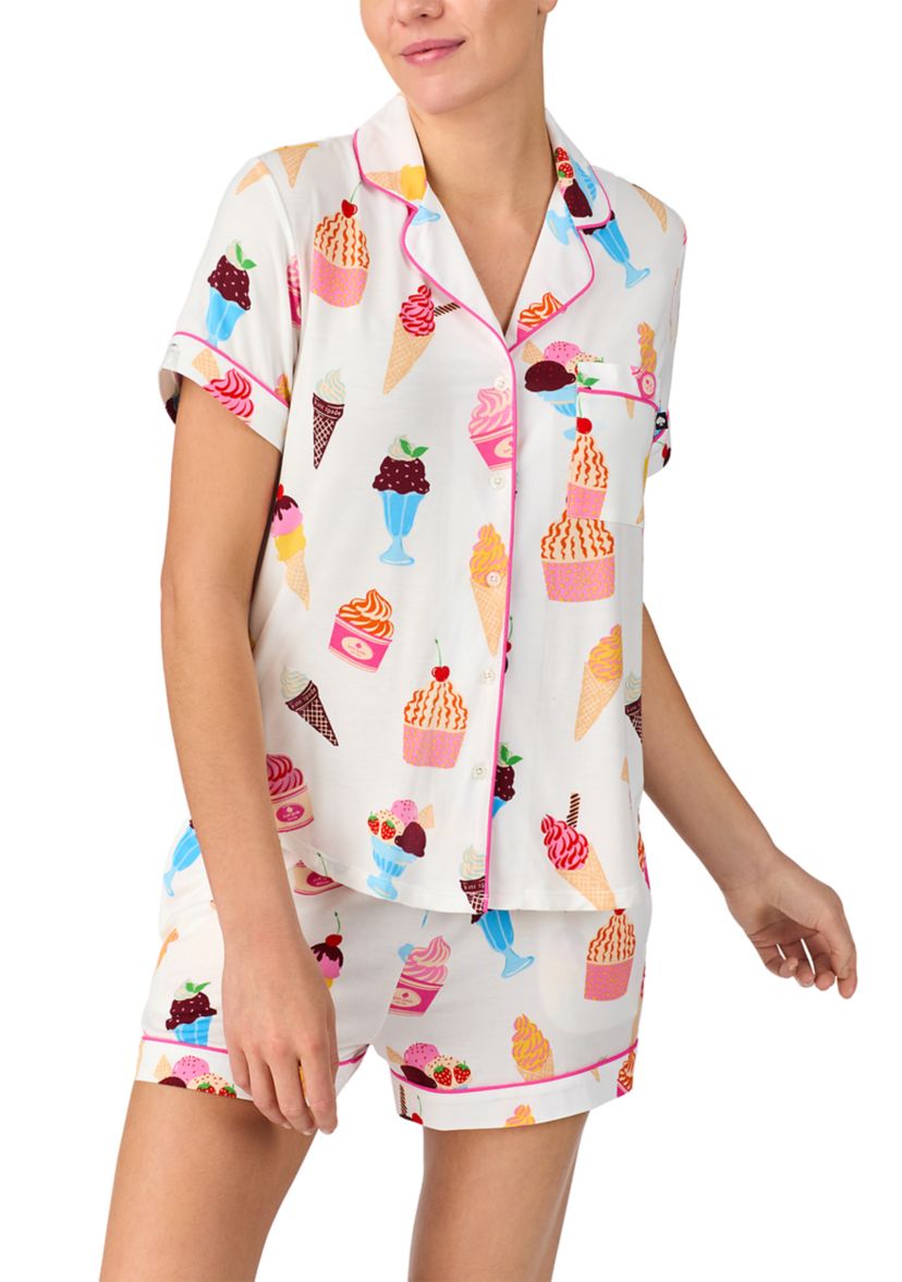 Womens Short Sleeve Boxer Pajama Set