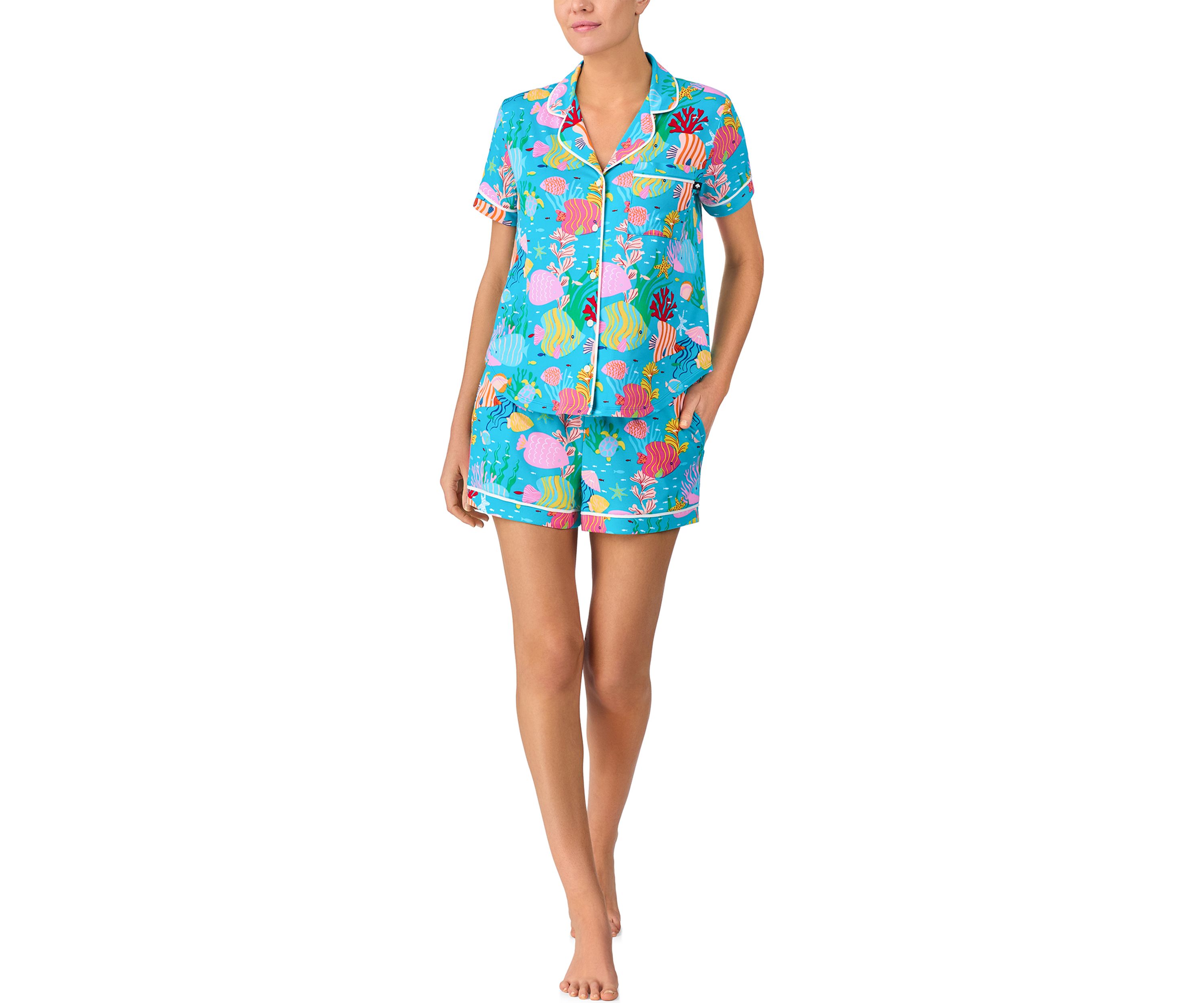 Short Sleeve Shorts Notch Pajama Set