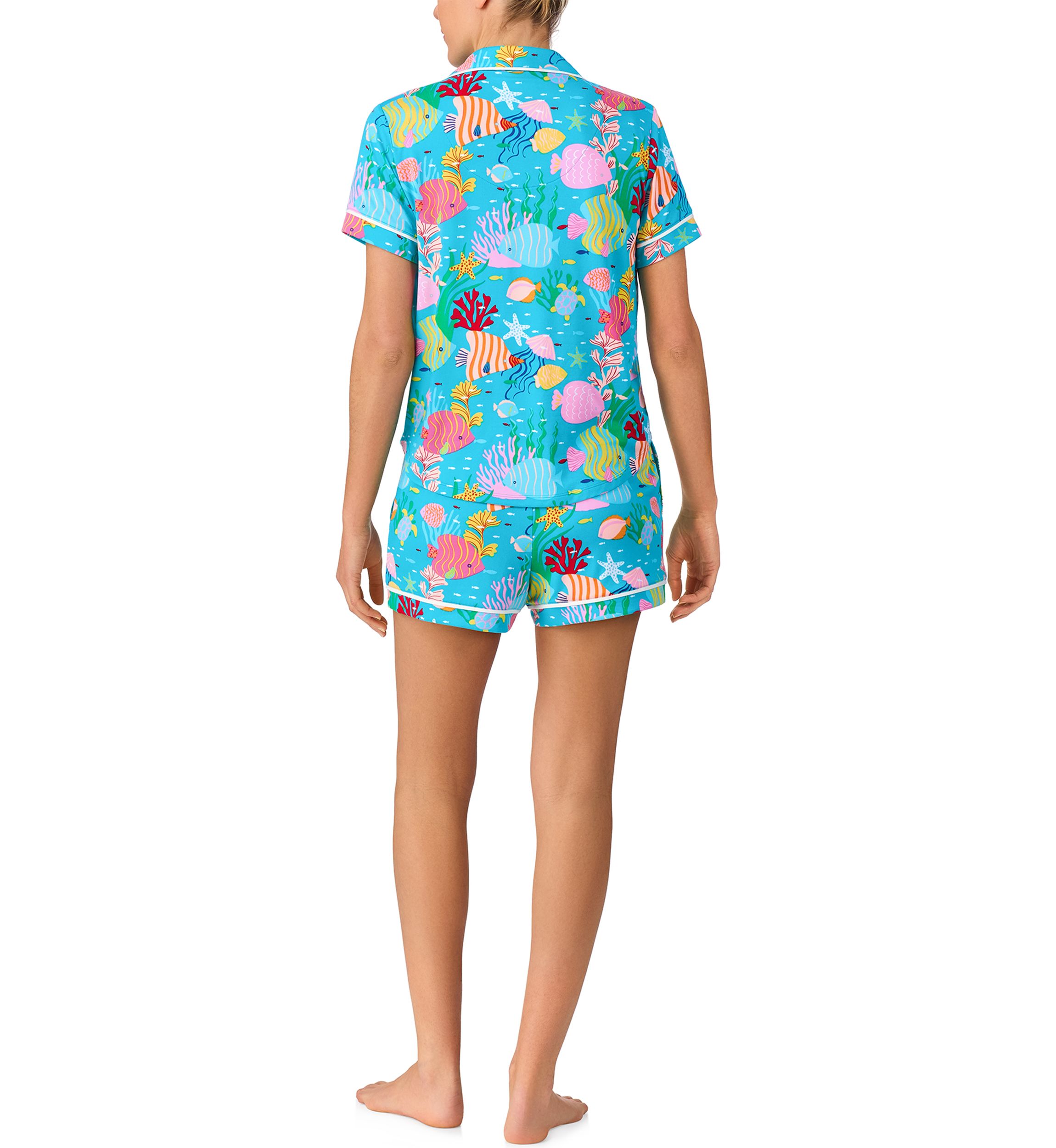 Short Sleeve Shorts Notch Pajama Set