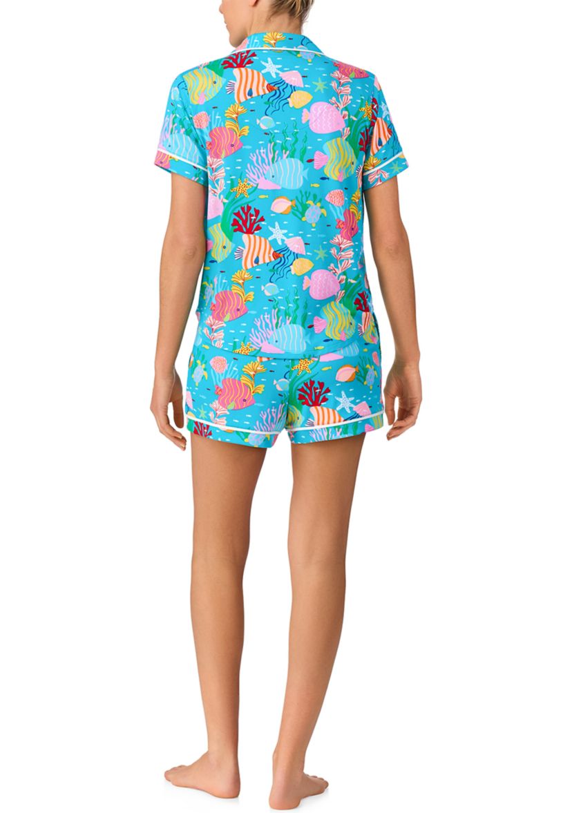 Short Sleeve Shorts Notch Pajama Set