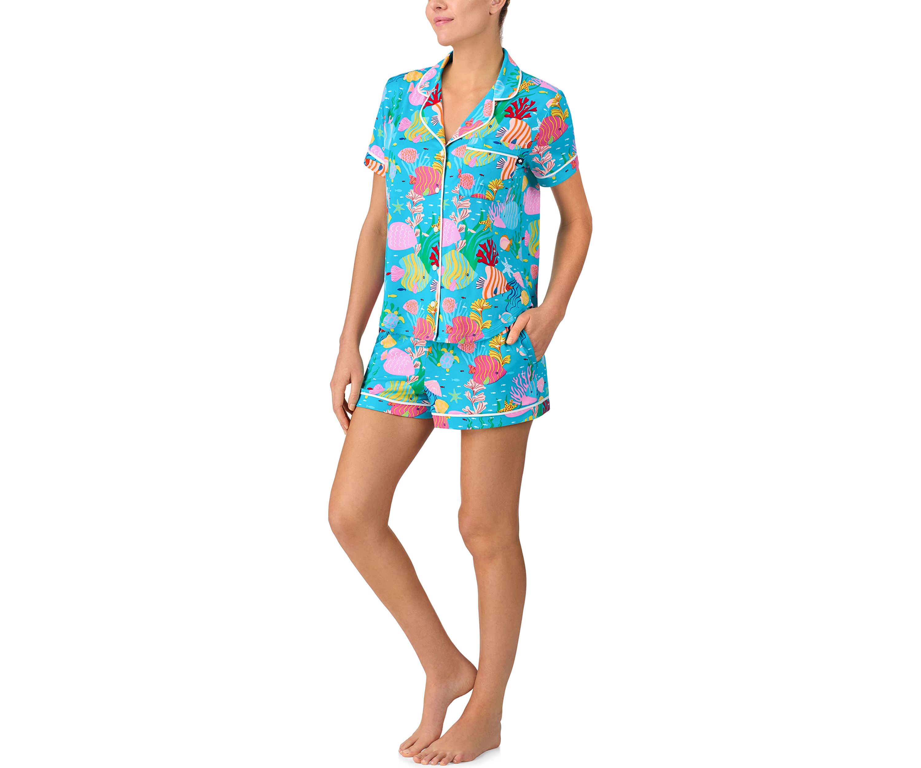 Short Sleeve Shorts Notch Pajama Set