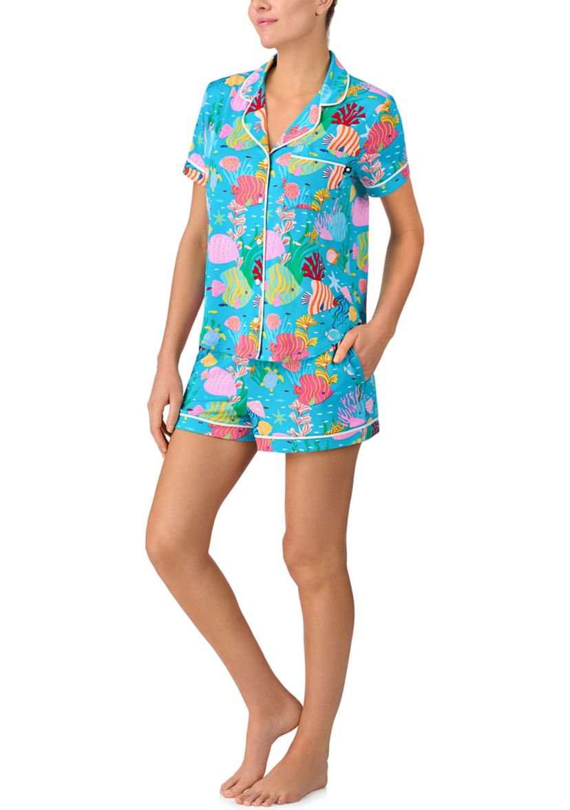 Short Sleeve Shorts Notch Pajama Set