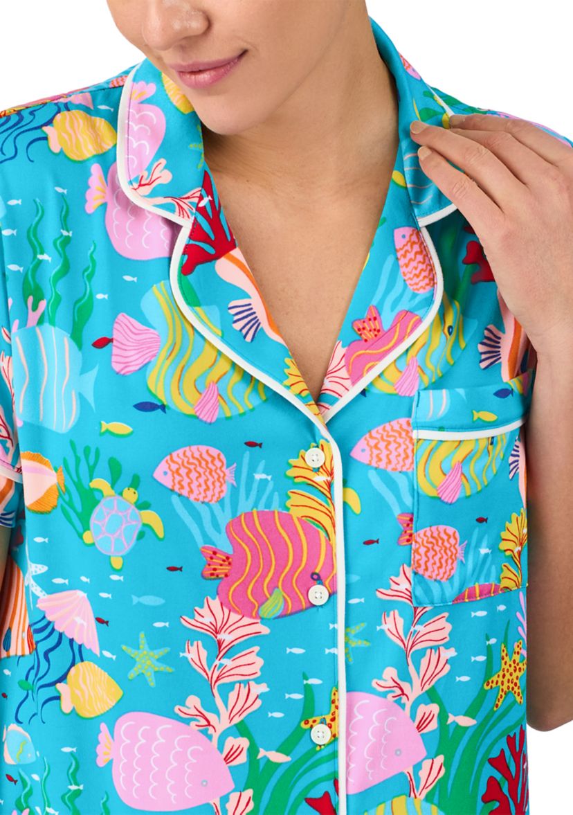 Short Sleeve Shorts Notch Pajama Set
