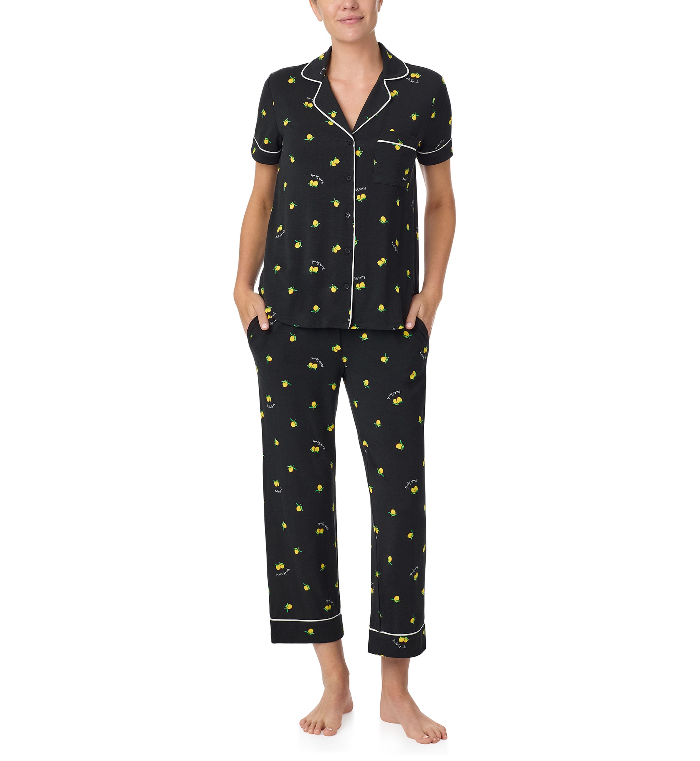 Short Sleeve Cropped Pajama Set 