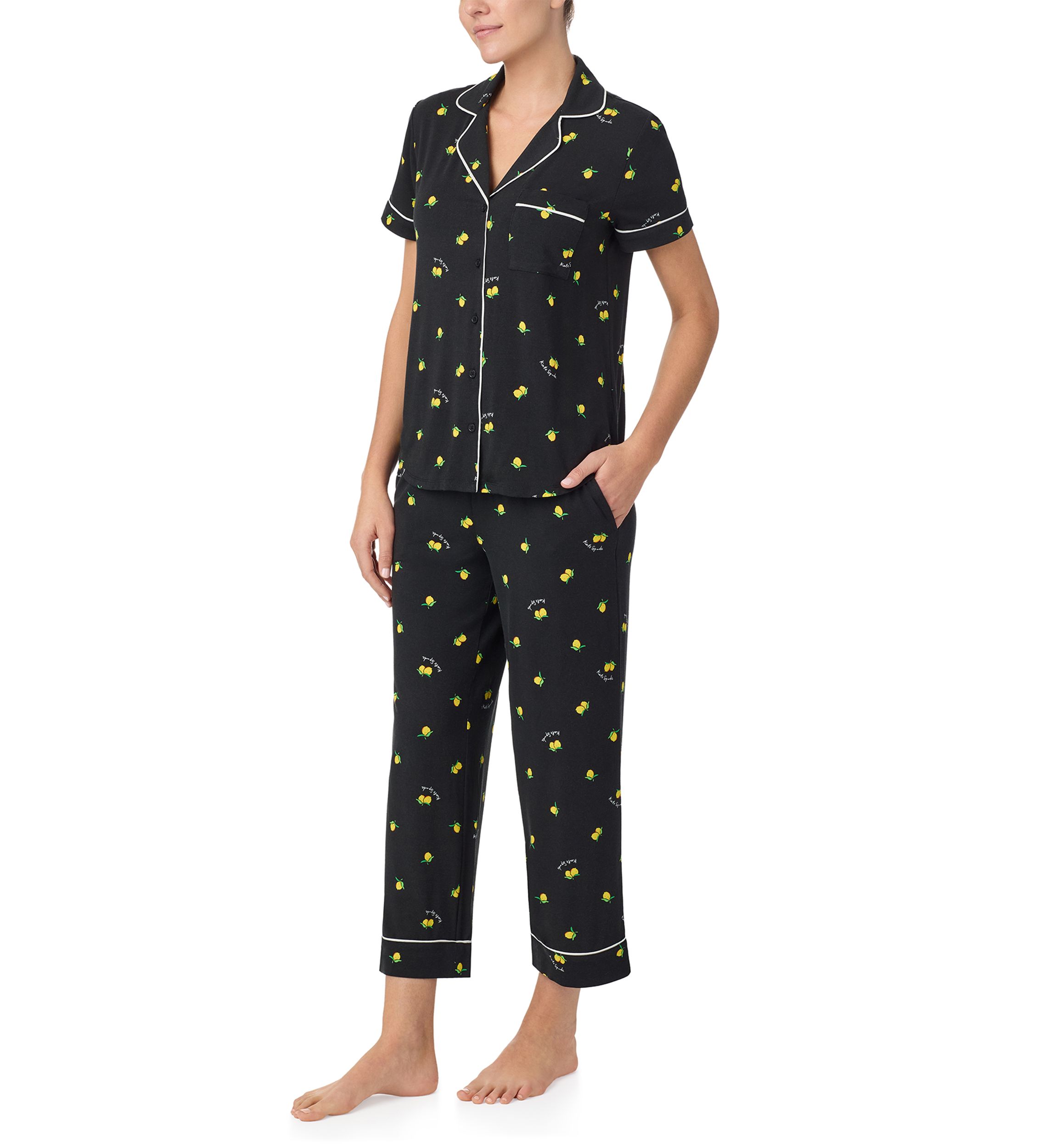 Short Sleeve Cropped Pajama Set 