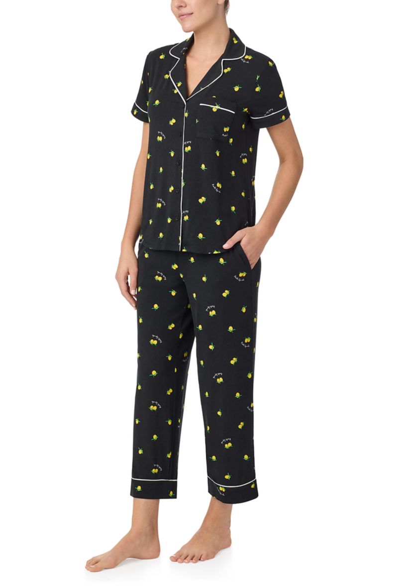 Short Sleeve Cropped Pajama Set 
