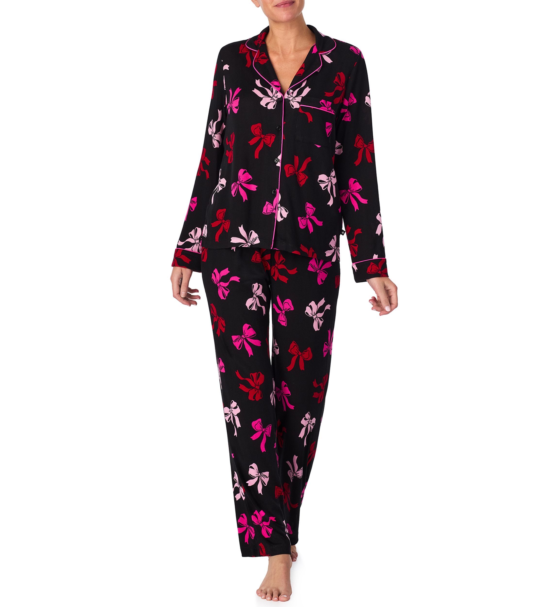 Printed Sweater Knit Long Pajama Set