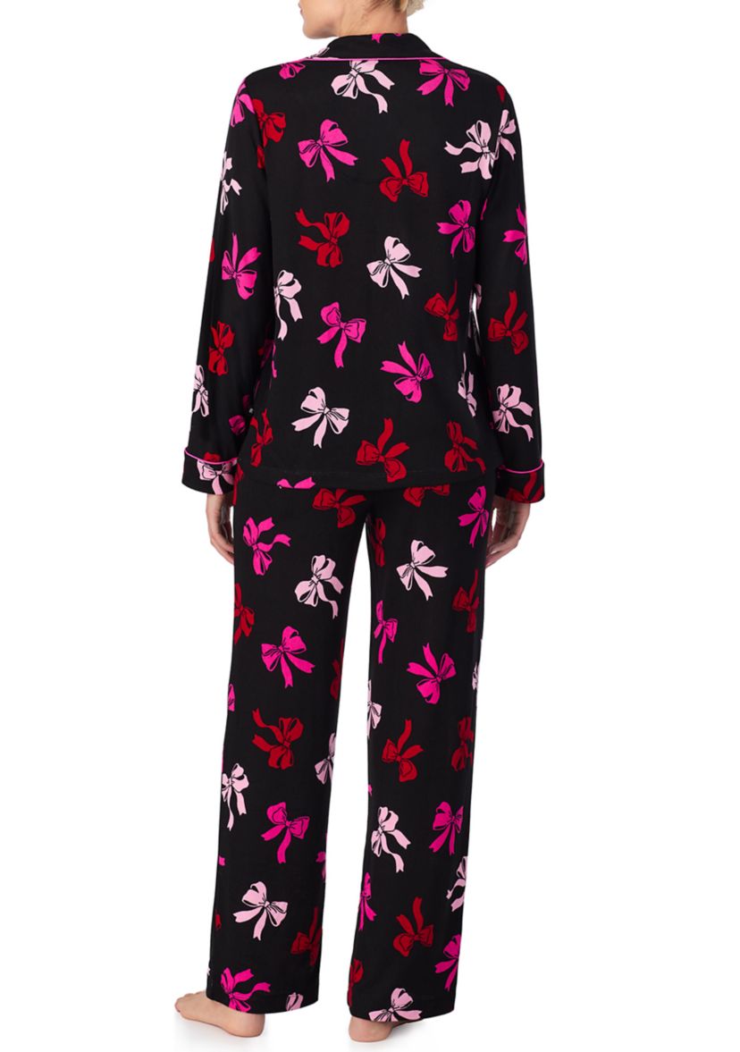 Printed Sweater Knit Long Pajama Set