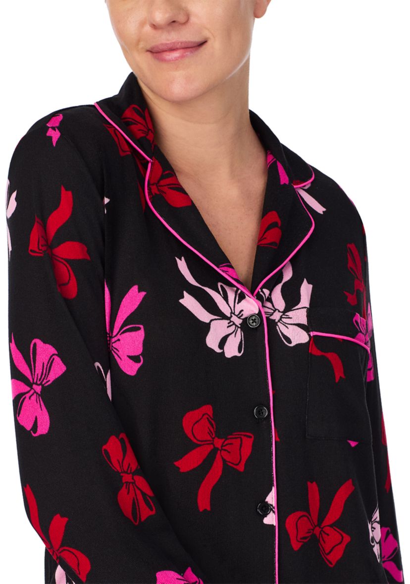 Printed Sweater Knit Long Pajama Set
