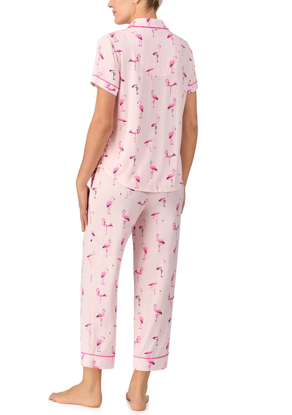 Womens Short Sleeve Cropped Pajama Set