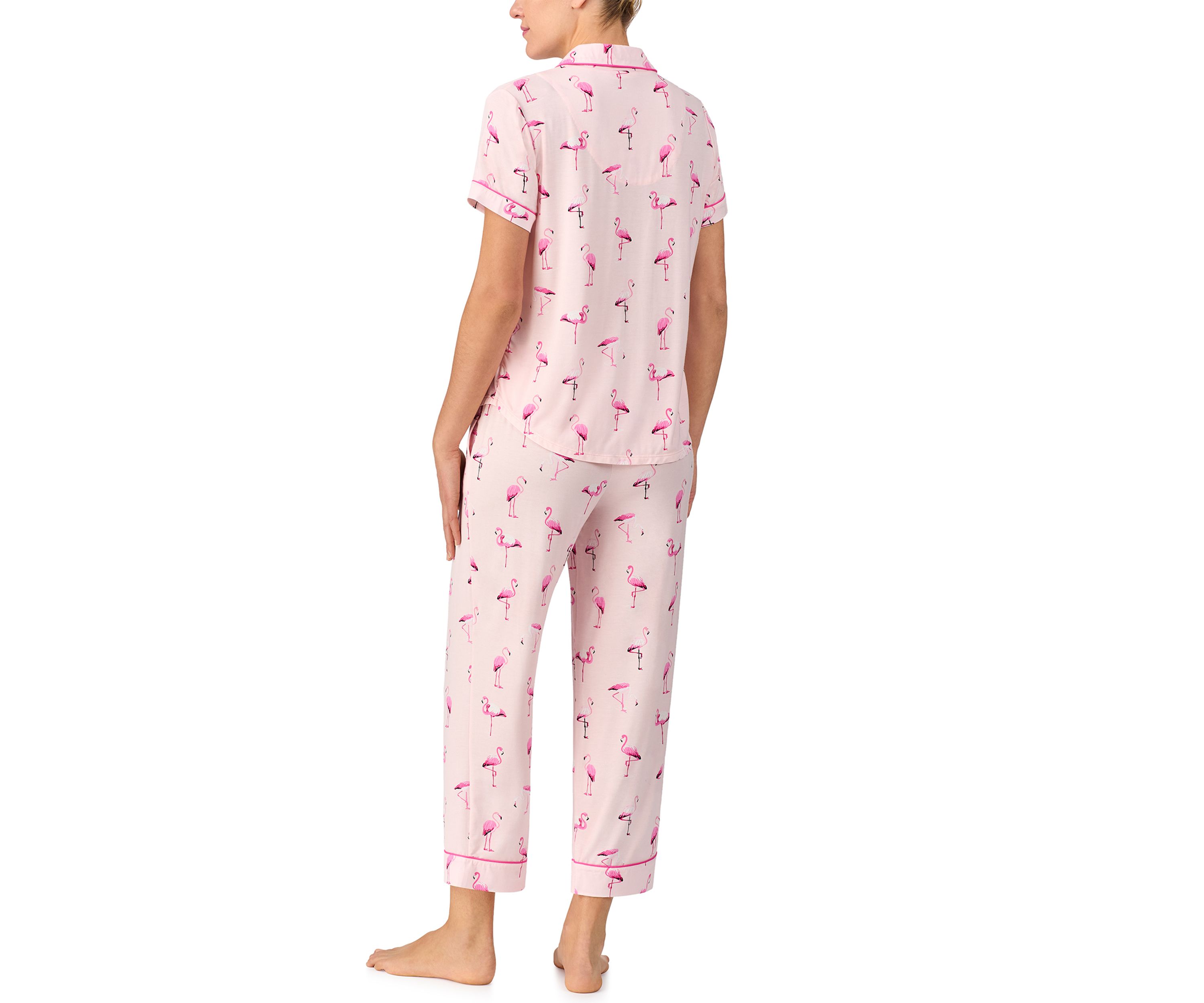 Womens Short Sleeve Cropped Pajama Set