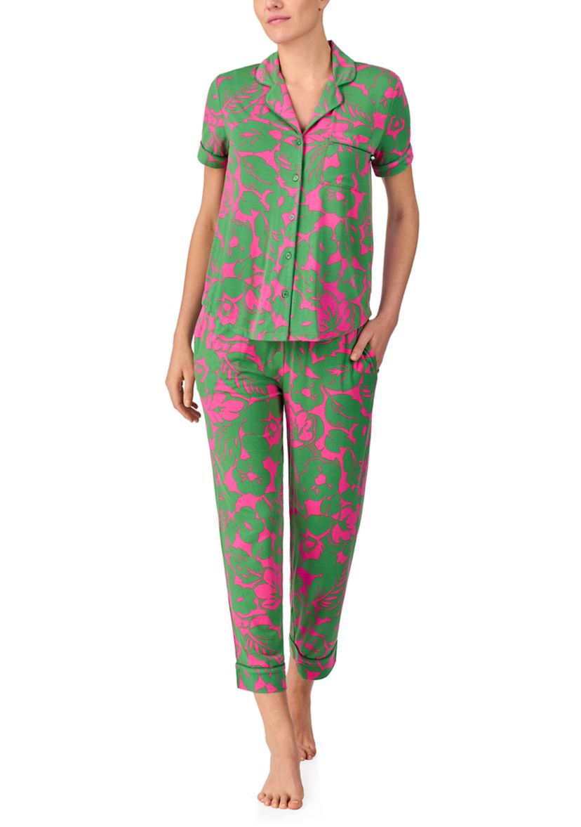 Cropped Printed Pajama Set