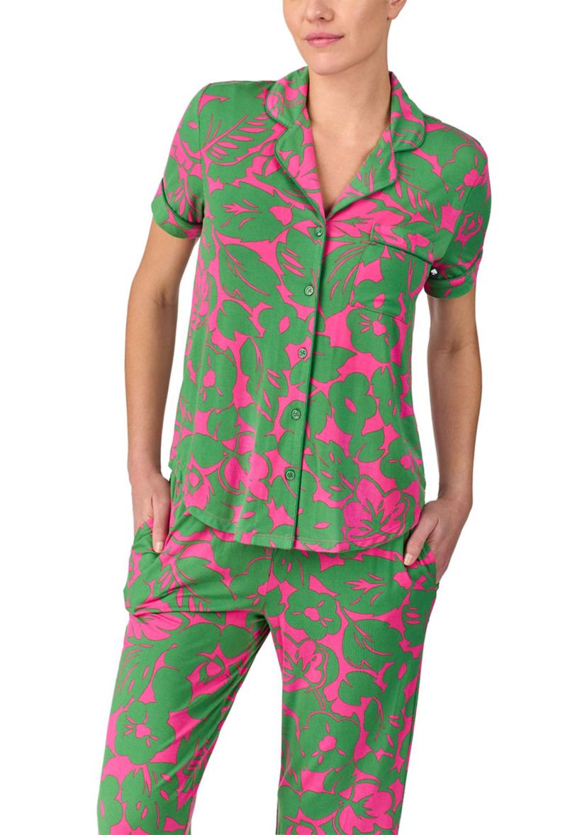 Cropped Printed Pajama Set