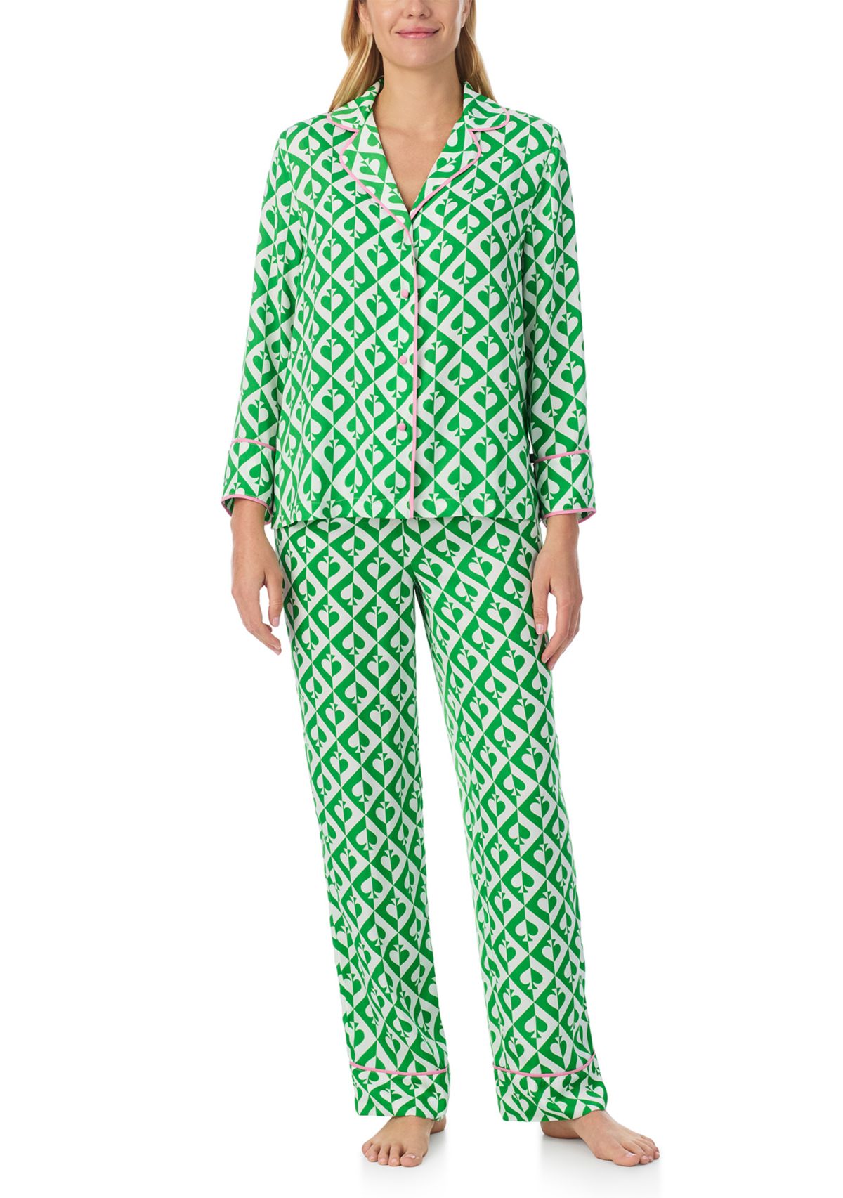 Womens Long Sleeve Pant Woven Pajama Set