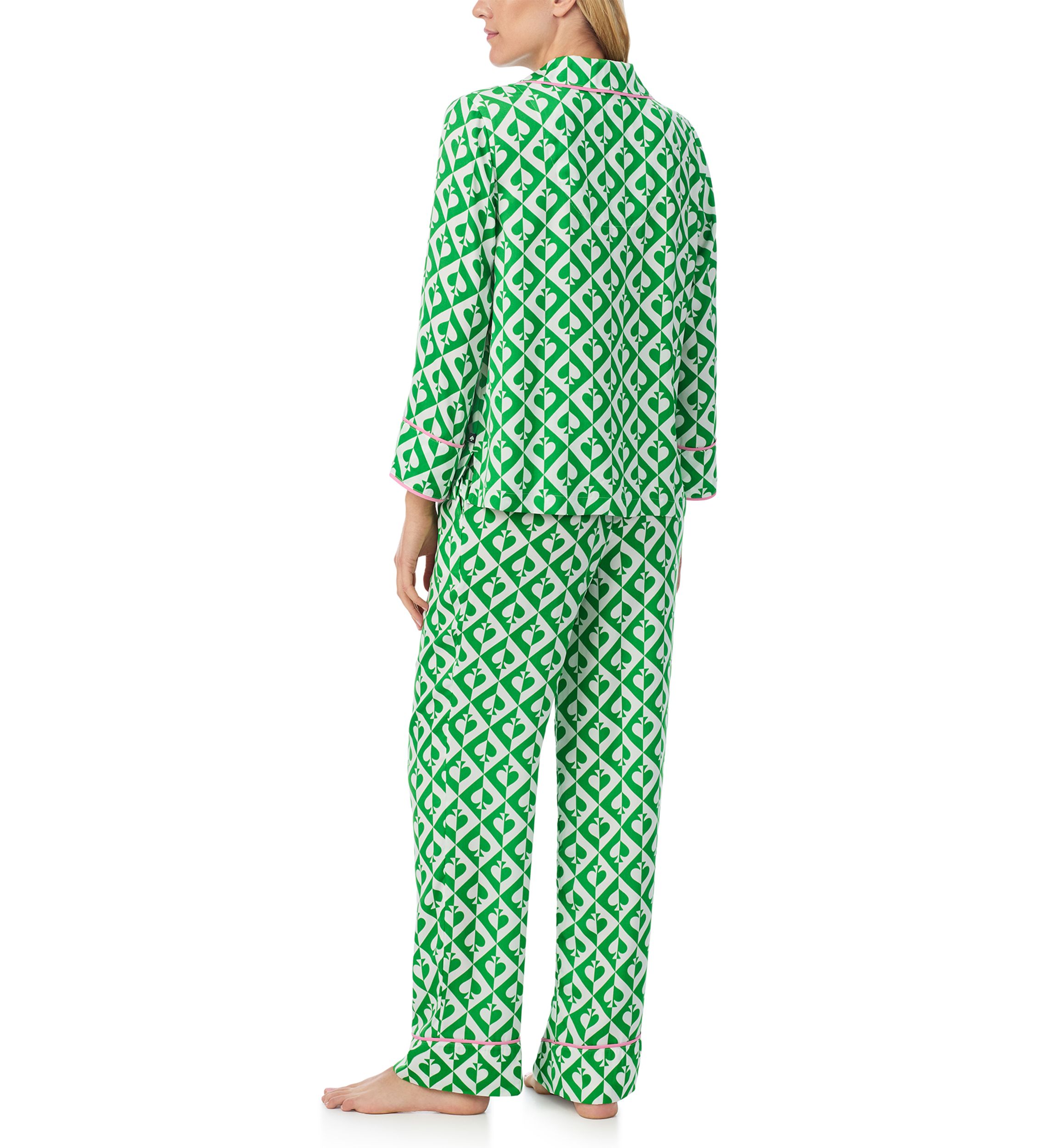 Womens Long Sleeve Pant Woven Pajama Set