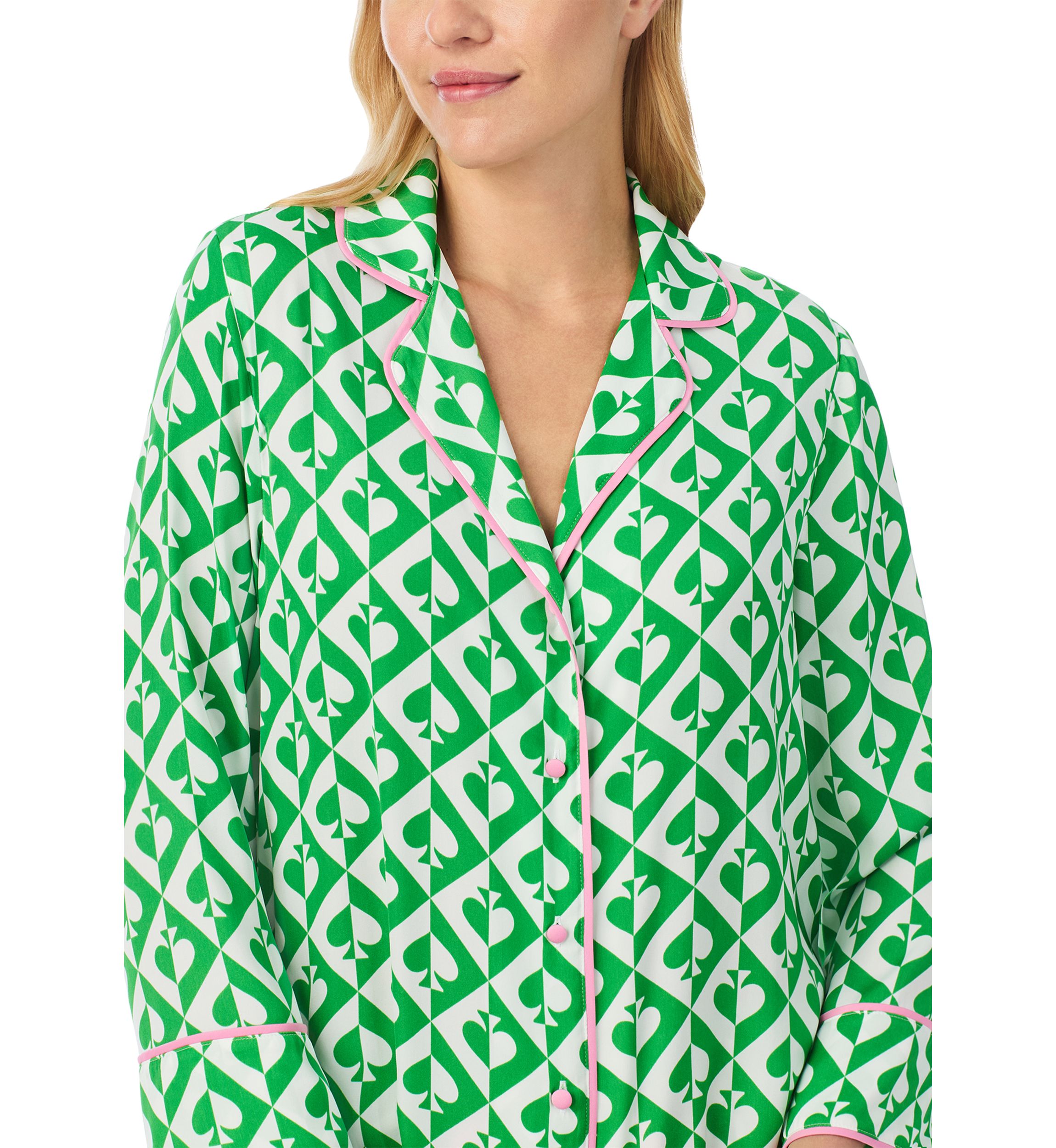 Womens Long Sleeve Pant Woven Pajama Set