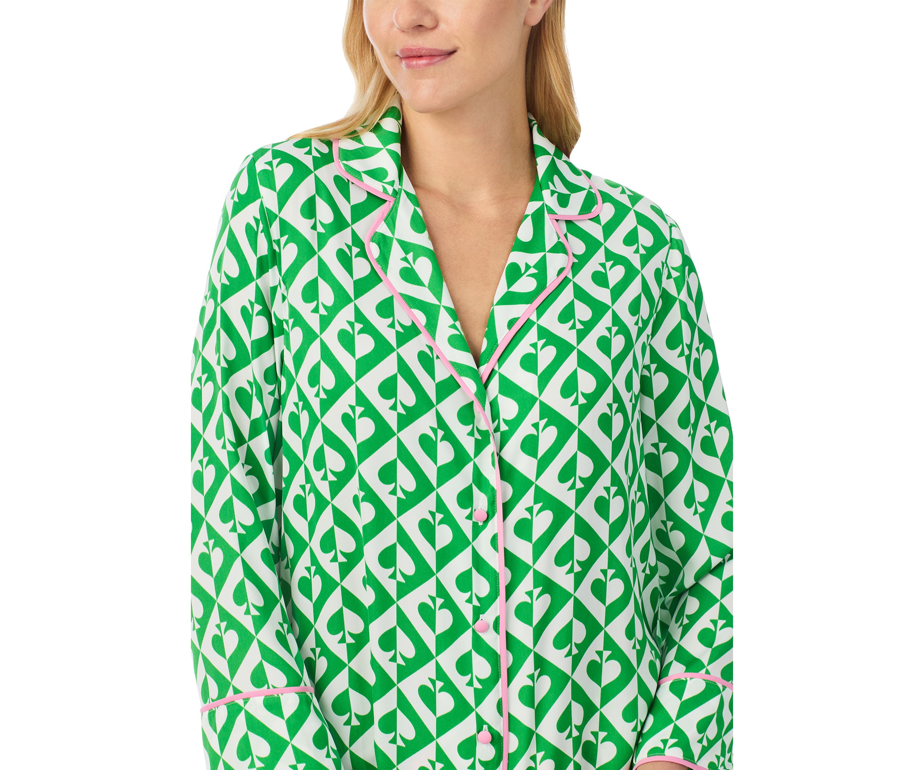 Womens Long Sleeve Pant Woven Pajama Set