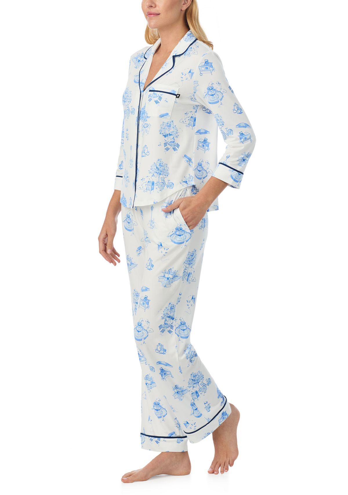 Womens Printed Knit Pajama Set