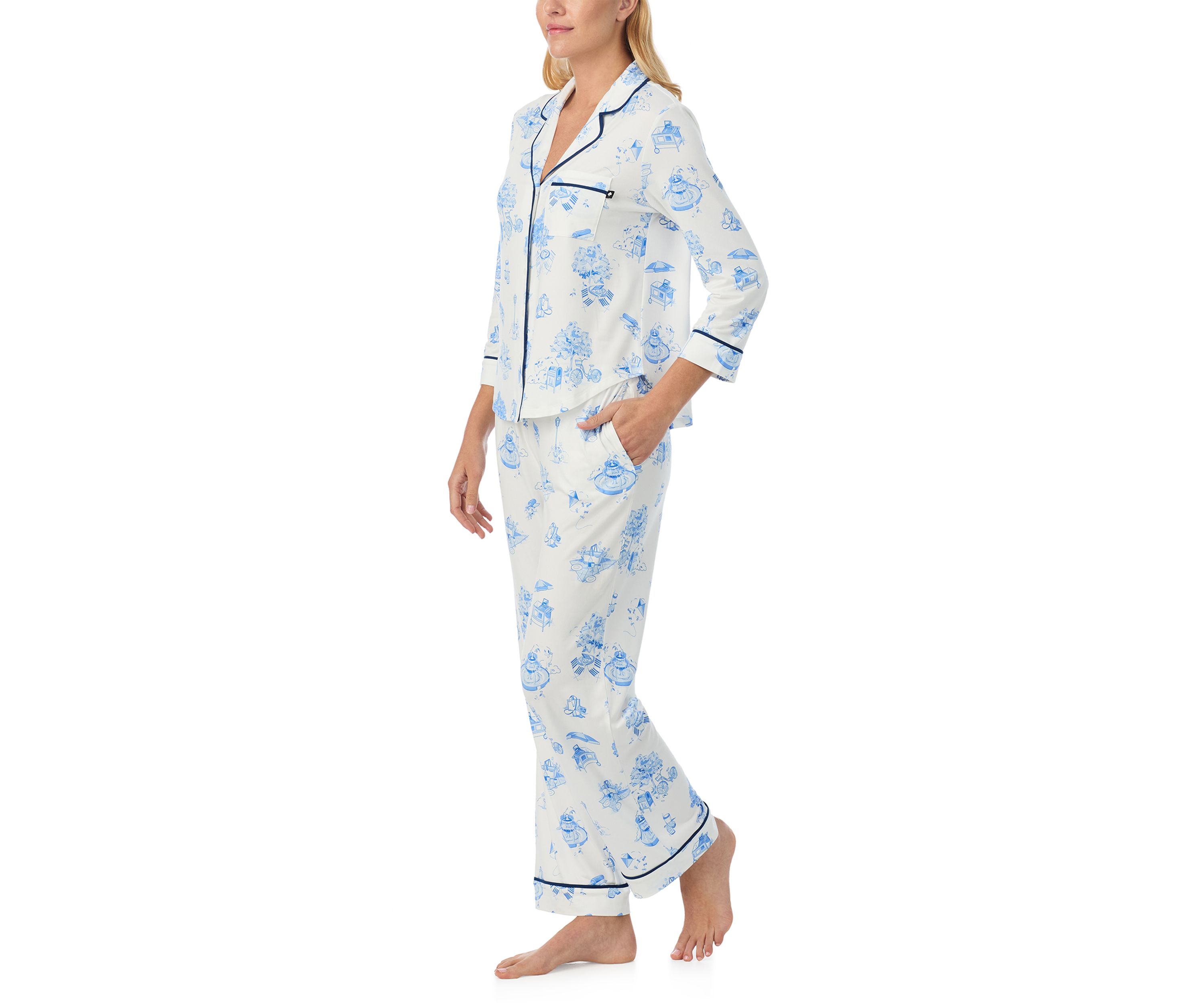 Womens Printed Knit Pajama Set