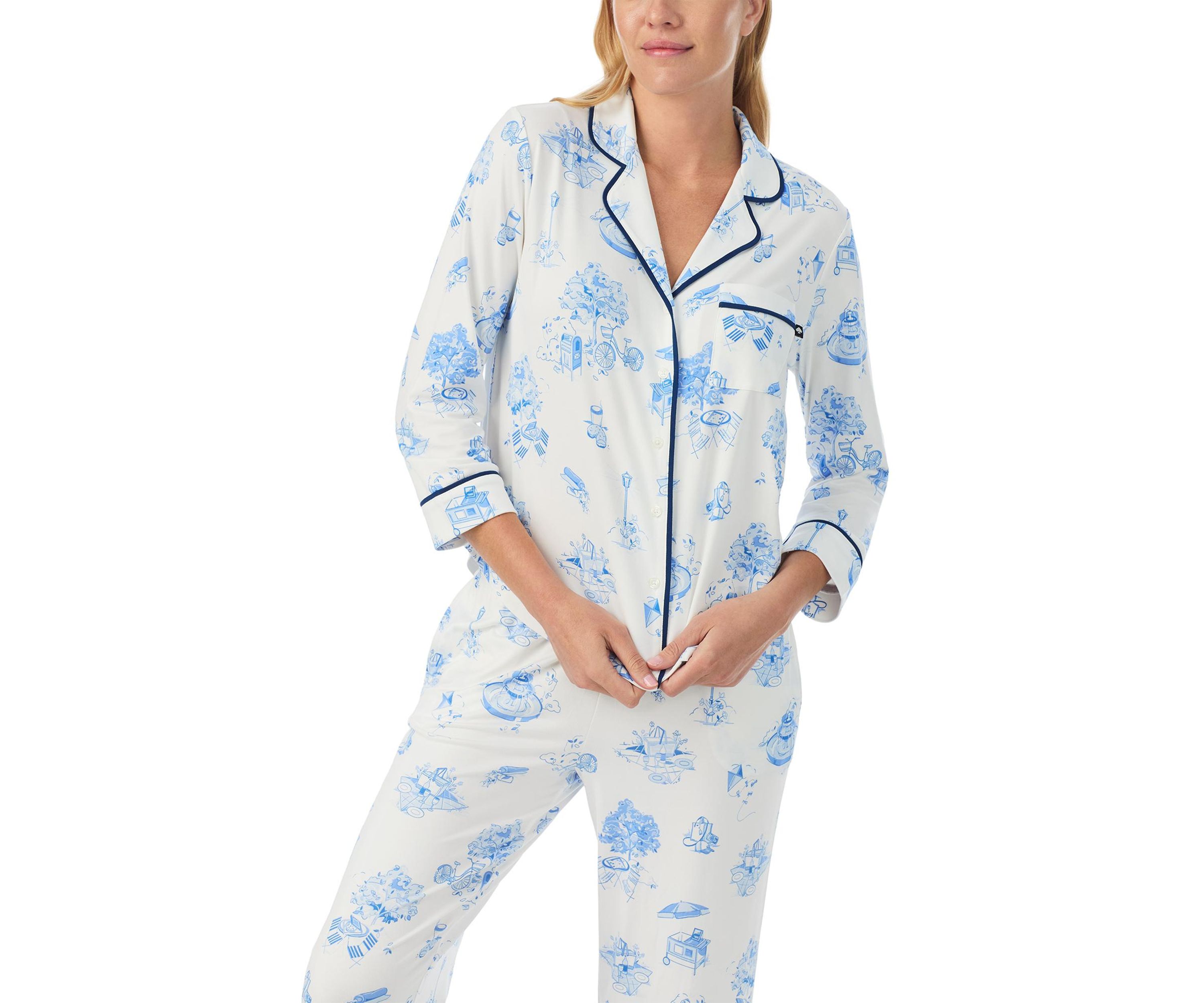 Womens Printed Knit Pajama Set
