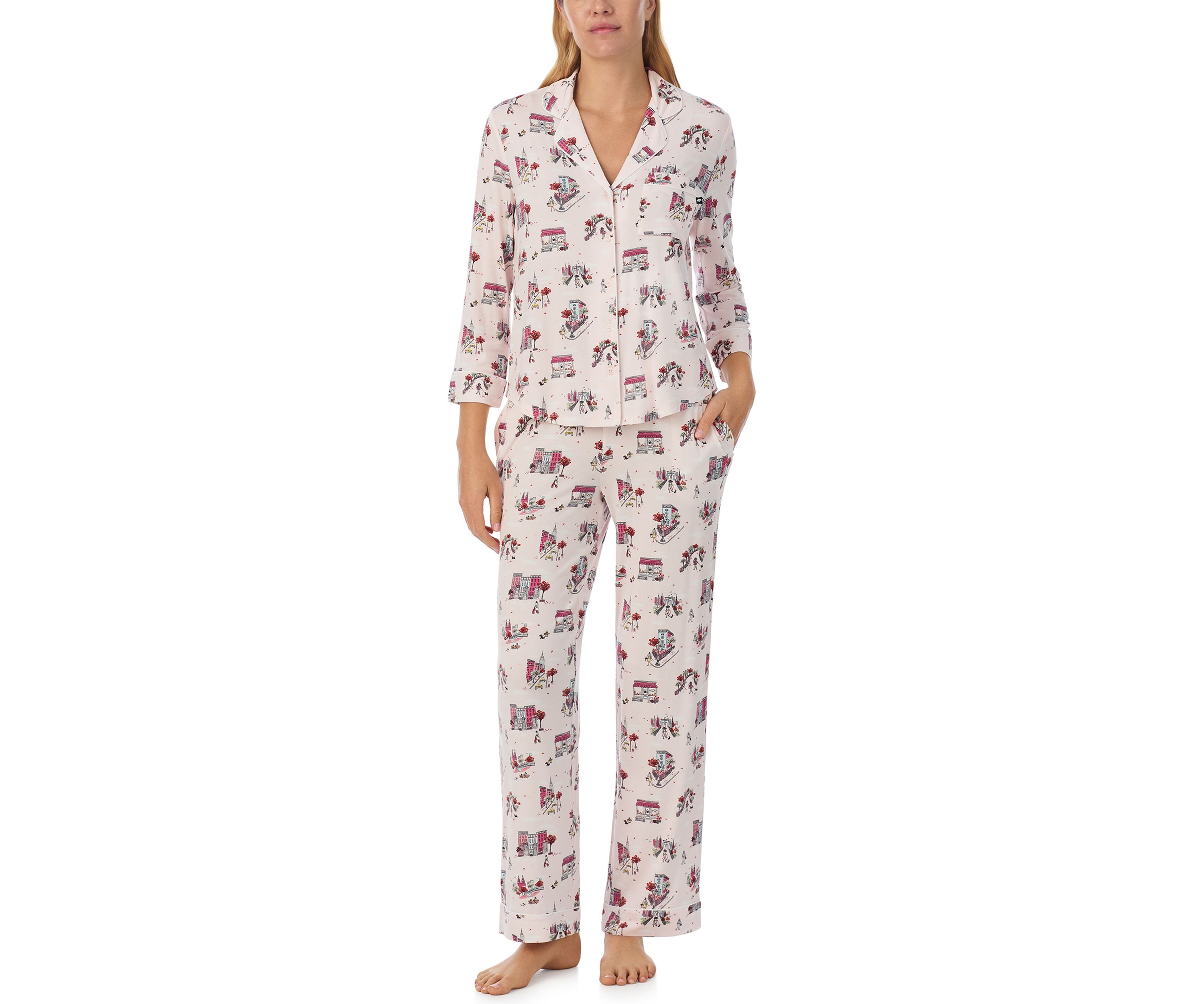 Womens Printed Knit Pajama Set