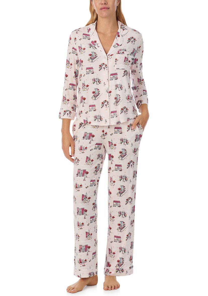 Womens Printed Knit Pajama Set