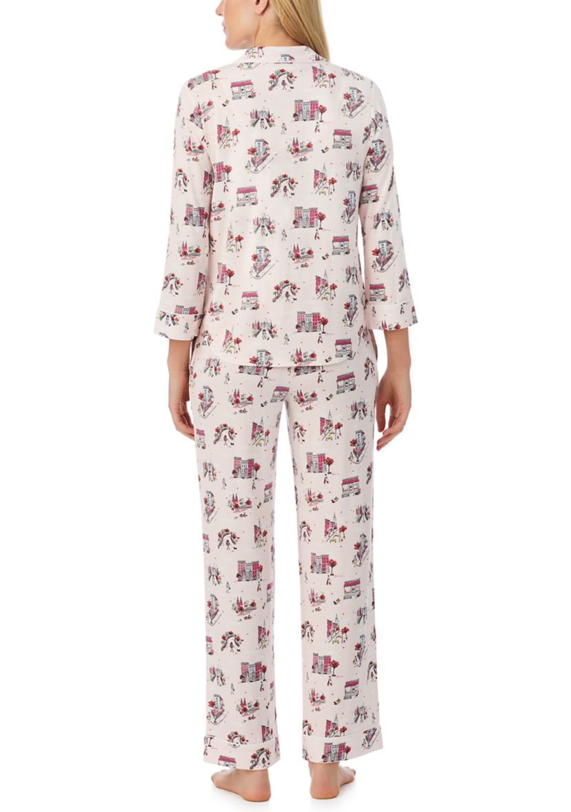 Womens Printed Knit Pajama Set