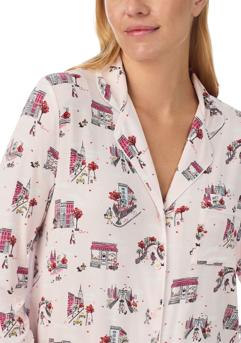 Womens Printed Knit Pajama Set