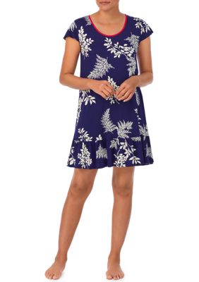 Tommy Bahama Short Sleeve Caftan (Navy Floral) Women's Pajama