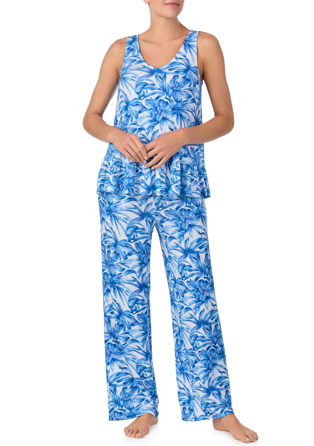 Womens V-Neck Long Pajama Set