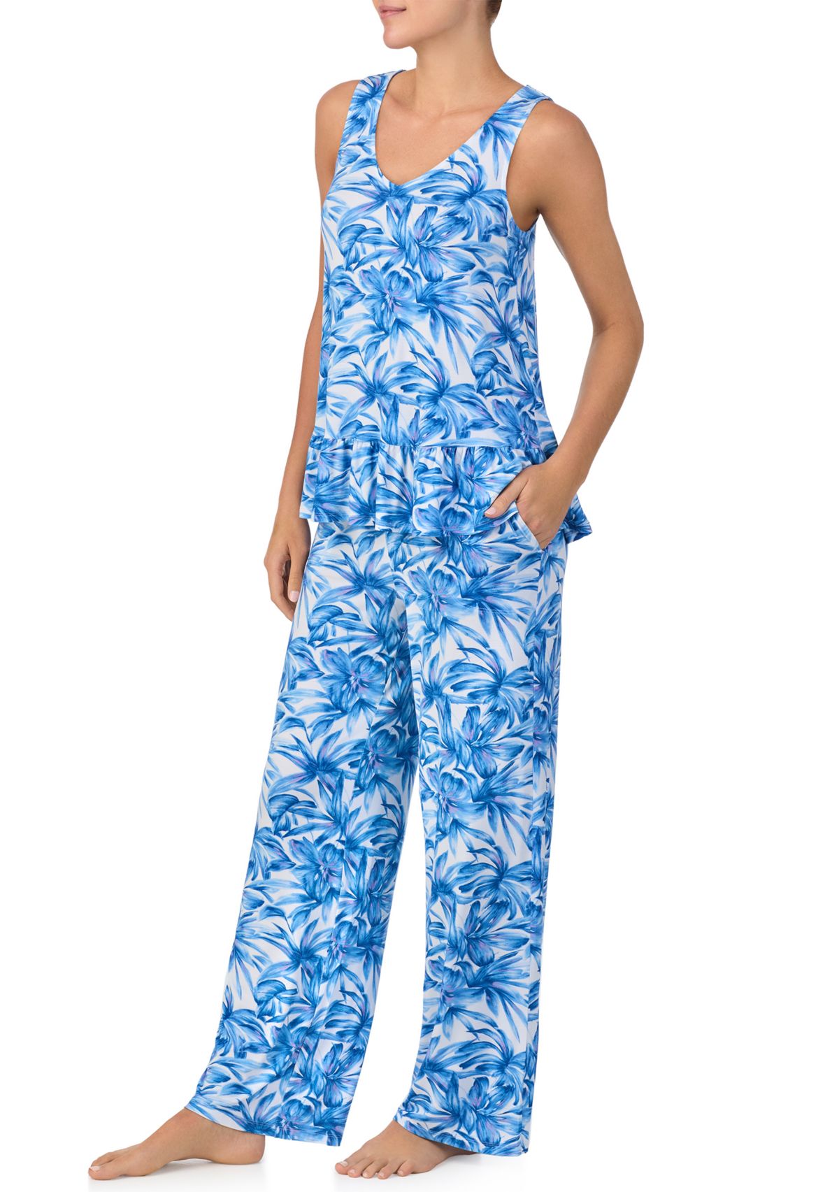 Womens V-Neck Long Pajama Set