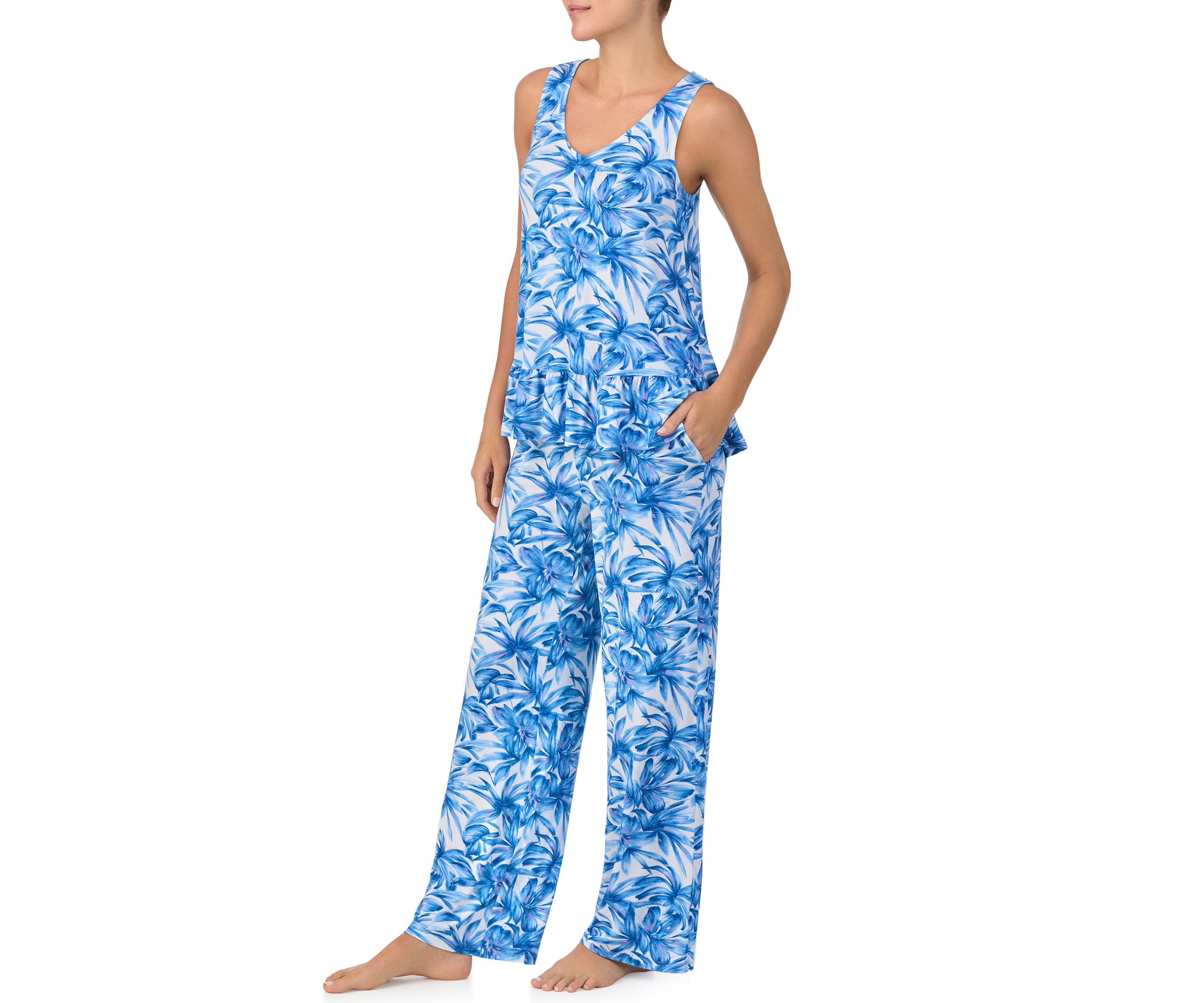 Womens V-Neck Long Pajama Set