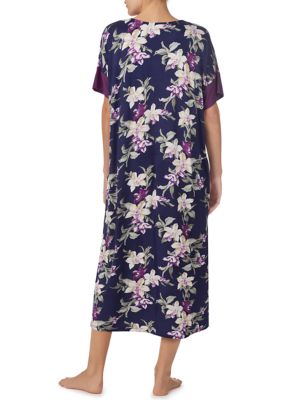 Tommy Bahama Short Sleeve Caftan (Navy Floral) Women's Pajama