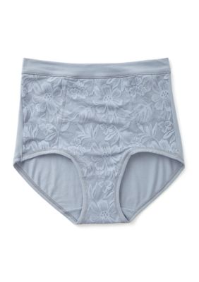 Women's Bali Breathe Lace High Rise Brief, Silver, 2XL