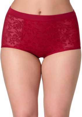 Women's Bali Breathe Lace High Rise Brief, Red, Small