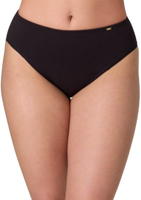 Bali Women's Lux Cotton Essentials Hi-Cut Underwear, Black, 9